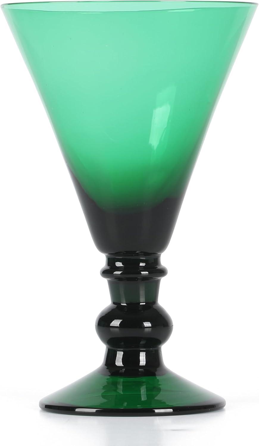 imageMartha Stewart Crispa 4 Piece 10 Ounce Goblet Martini Handmade Glassware Jade GreenJade Green Glass