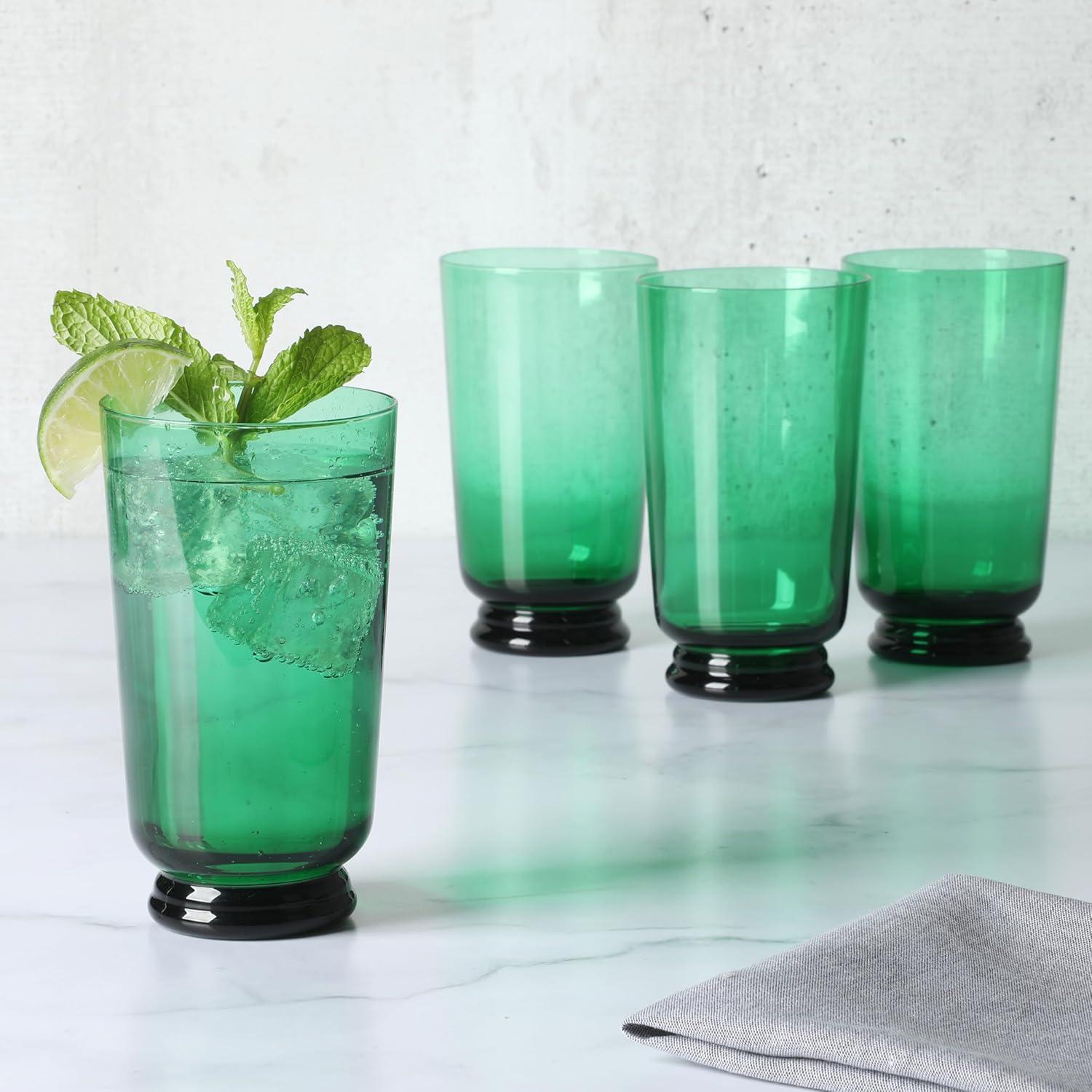 imageMartha Stewart Crispa 4 Piece 10 Ounce Goblet Martini Handmade Glassware Jade GreenJade Green Glass