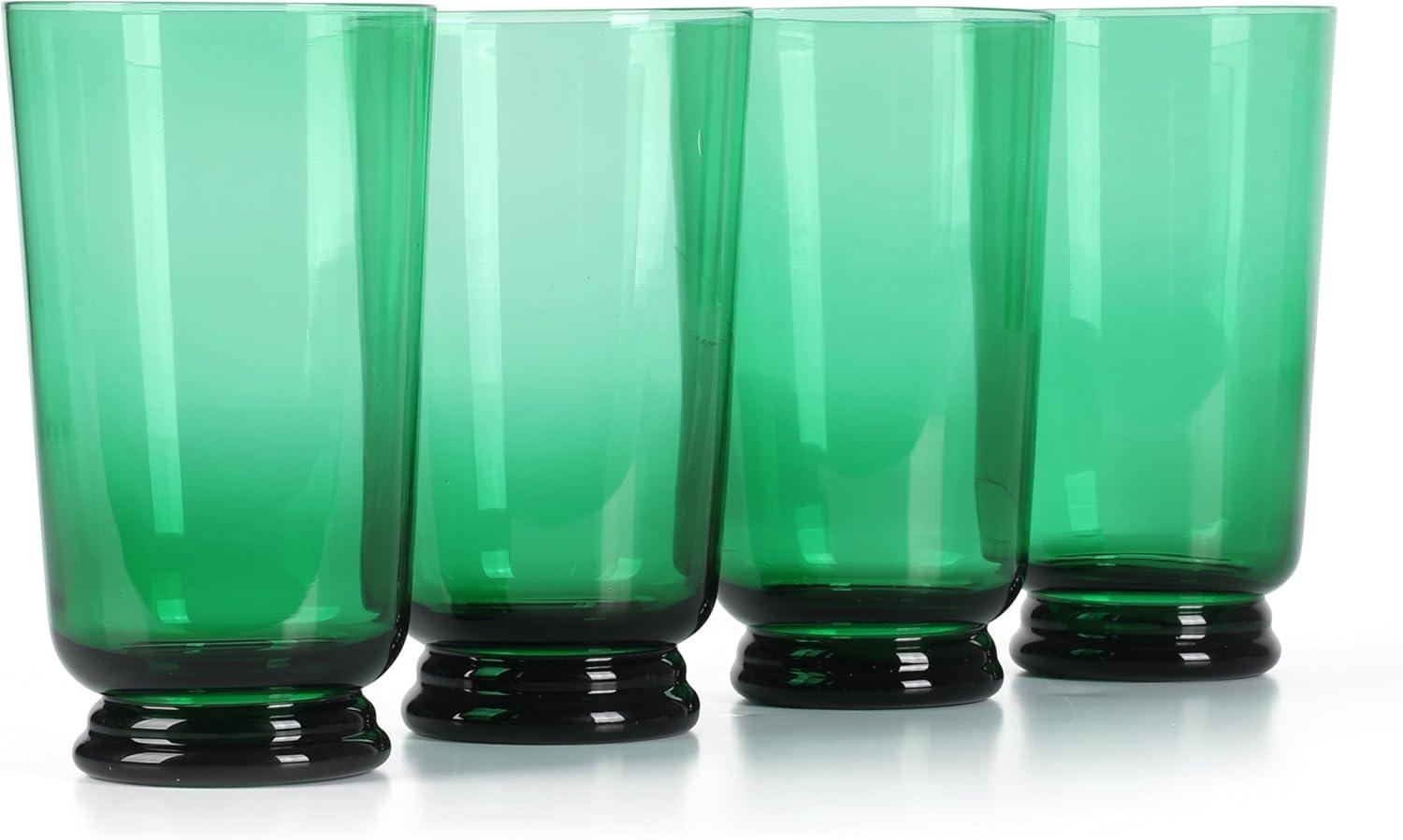 imageMartha Stewart Crispa 4 Piece 10 Ounce Goblet Martini Handmade Glassware Jade GreenJade Green Glass