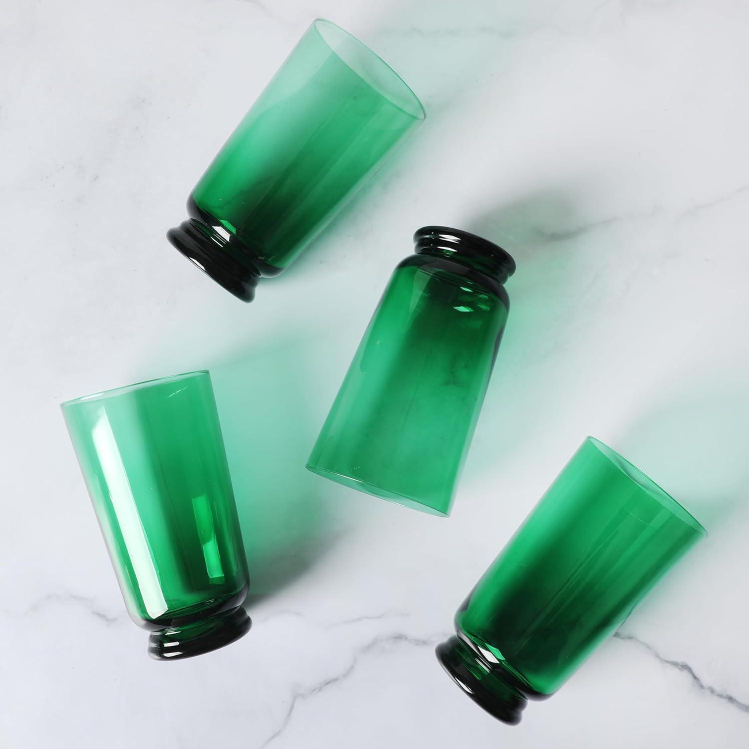 imageMartha Stewart Crispa 4 Piece 10 Ounce Goblet Martini Handmade Glassware Jade GreenJade Green Glass