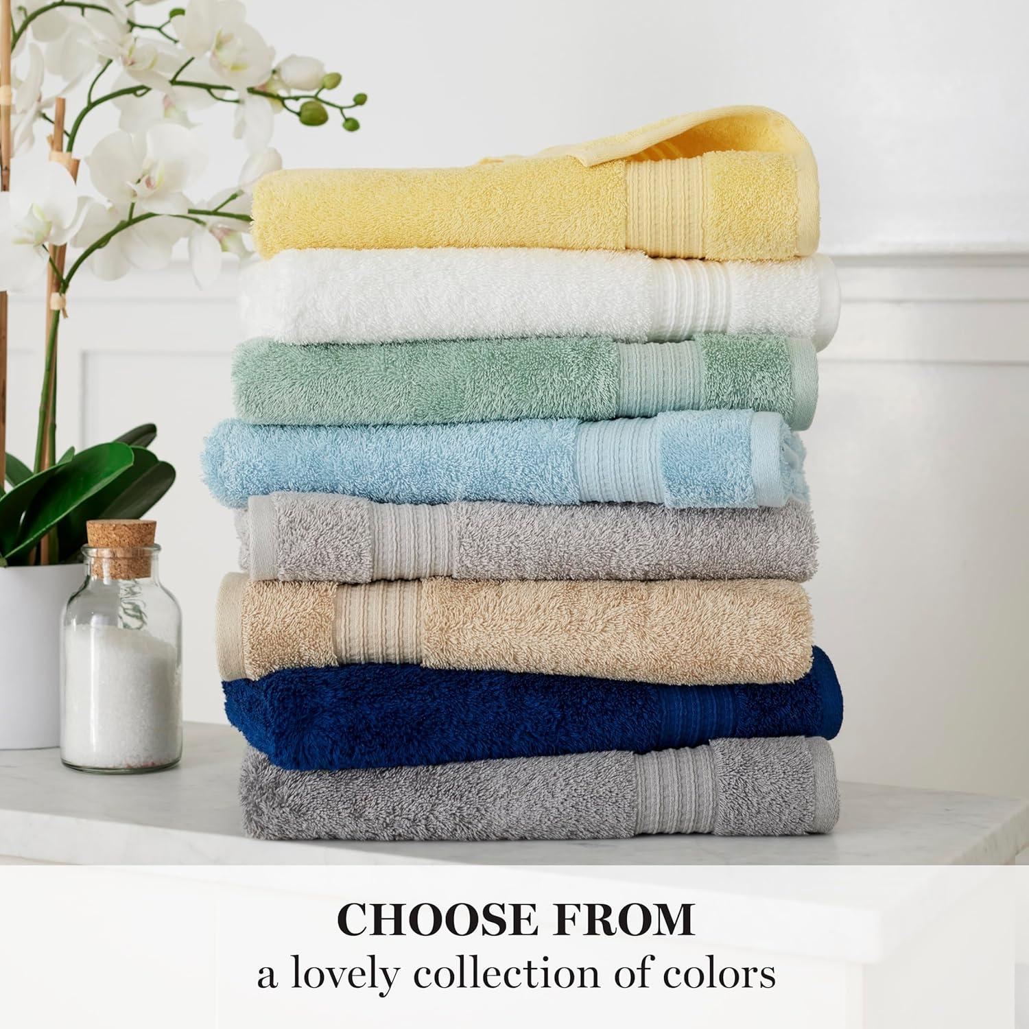 imageMartha Stewart Egyptian Cotton Bath Towels Set 6 Piece 2 Bath Towels 2 Hand Towels 2 Washcloths Absorbent Bathroom Towels Bathroom Essentials OysterDark Gray