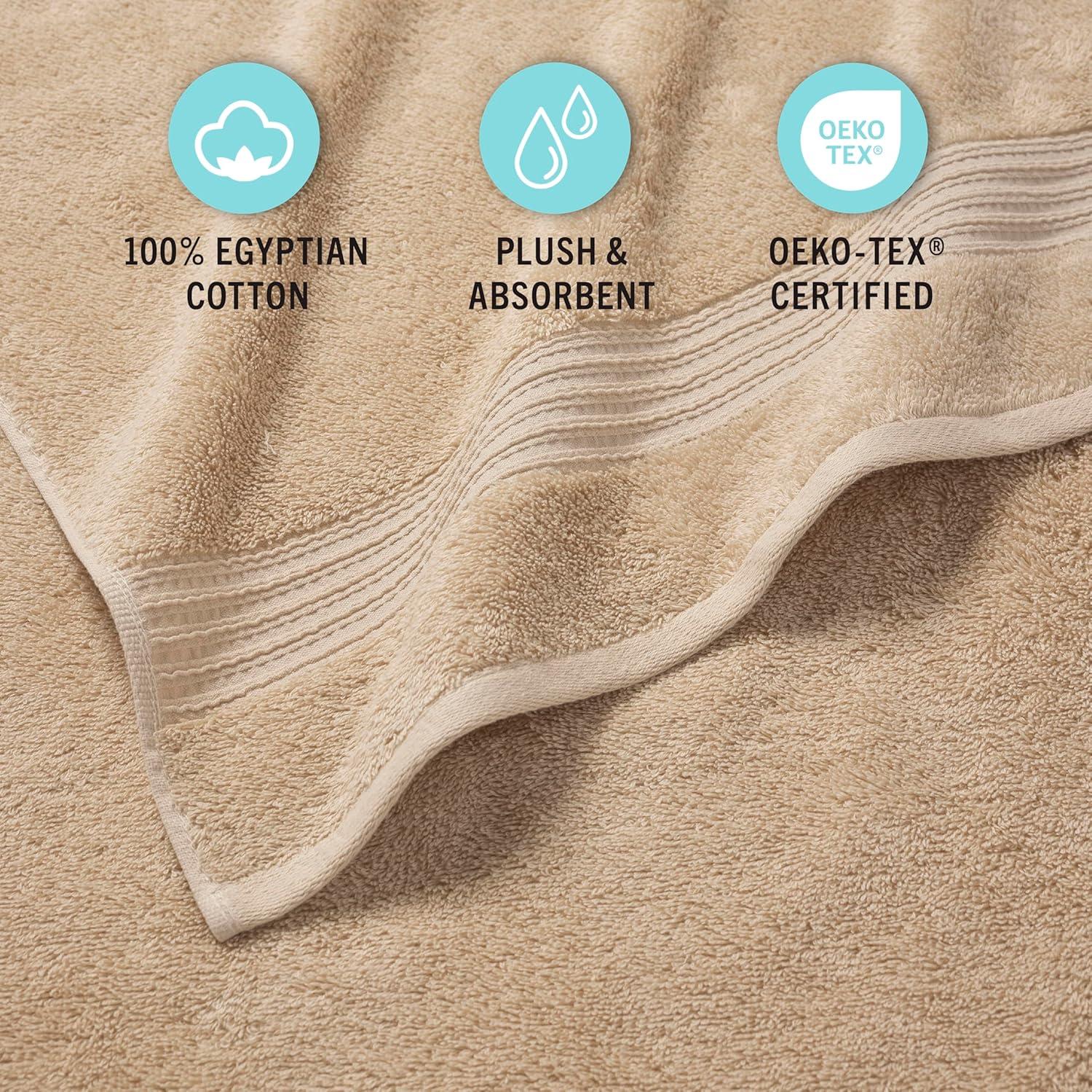 imageMartha Stewart Egyptian Cotton Bath Towels Set 6 Piece 2 Bath Towels 2 Hand Towels 2 Washcloths Absorbent Bathroom Towels Bathroom Essentials OysterOyster