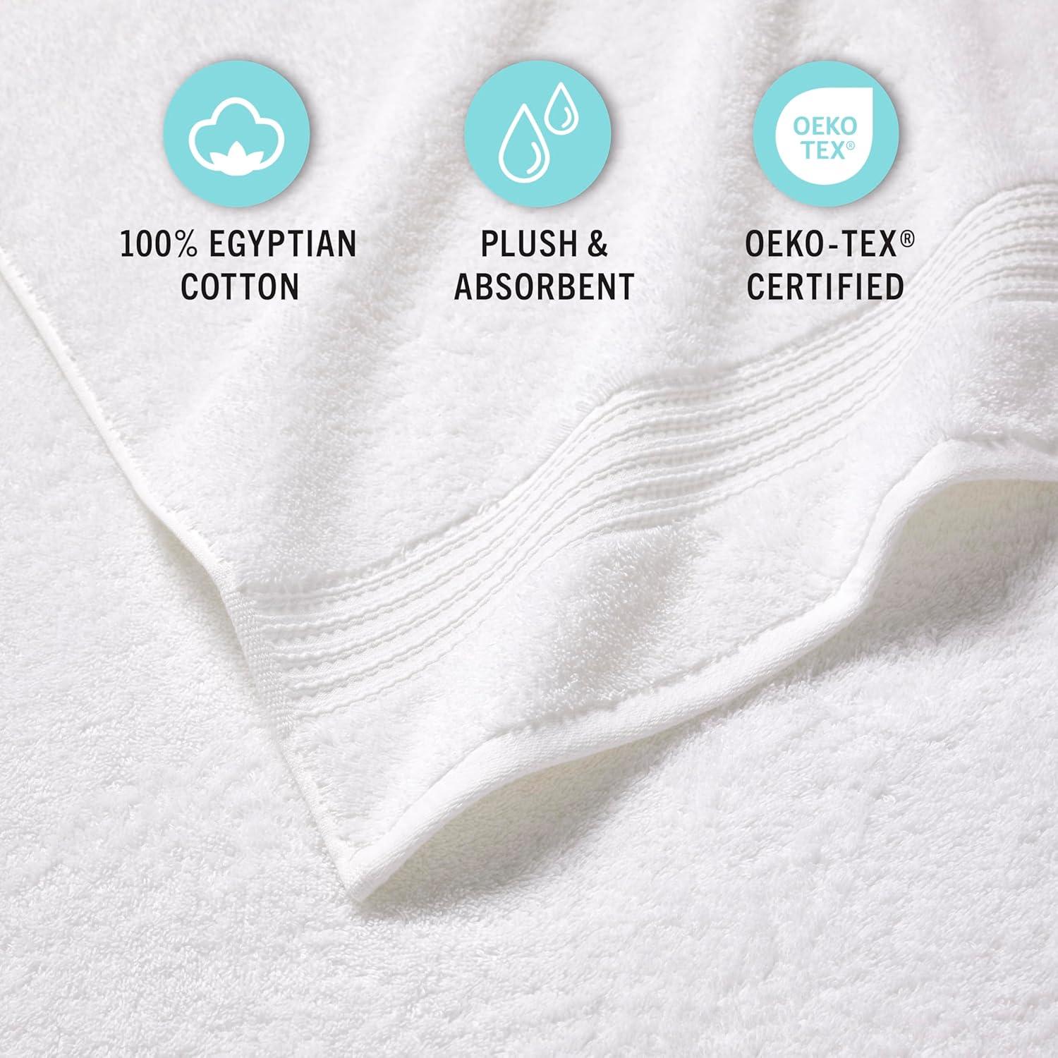 imageMartha Stewart Egyptian Cotton Bath Towels Set 6 Piece 2 Bath Towels 2 Hand Towels 2 Washcloths Absorbent Bathroom Towels Bathroom Essentials OysterNew White