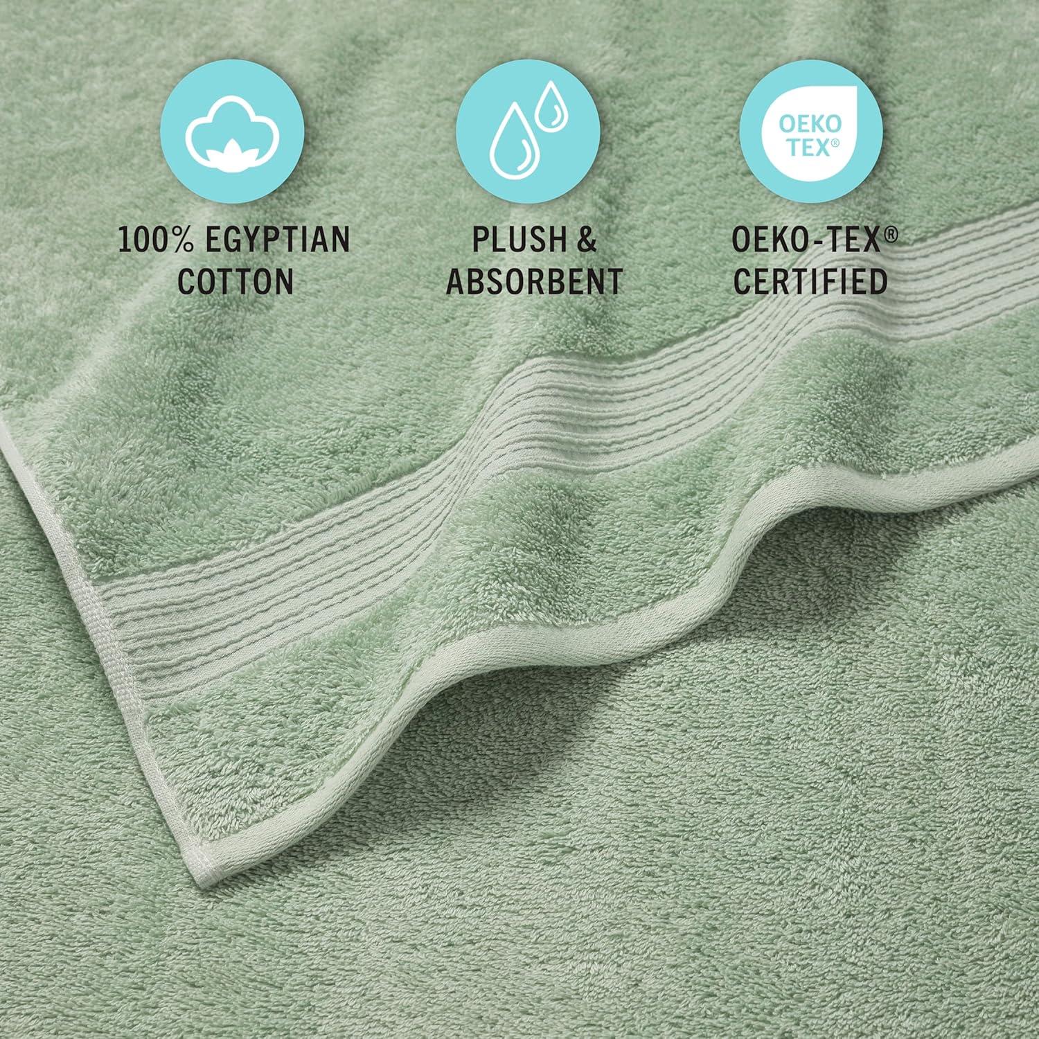 imageMartha Stewart Egyptian Cotton Bath Towels Set 6 Piece 2 Bath Towels 2 Hand Towels 2 Washcloths Absorbent Bathroom Towels Bathroom Essentials OysterSage
