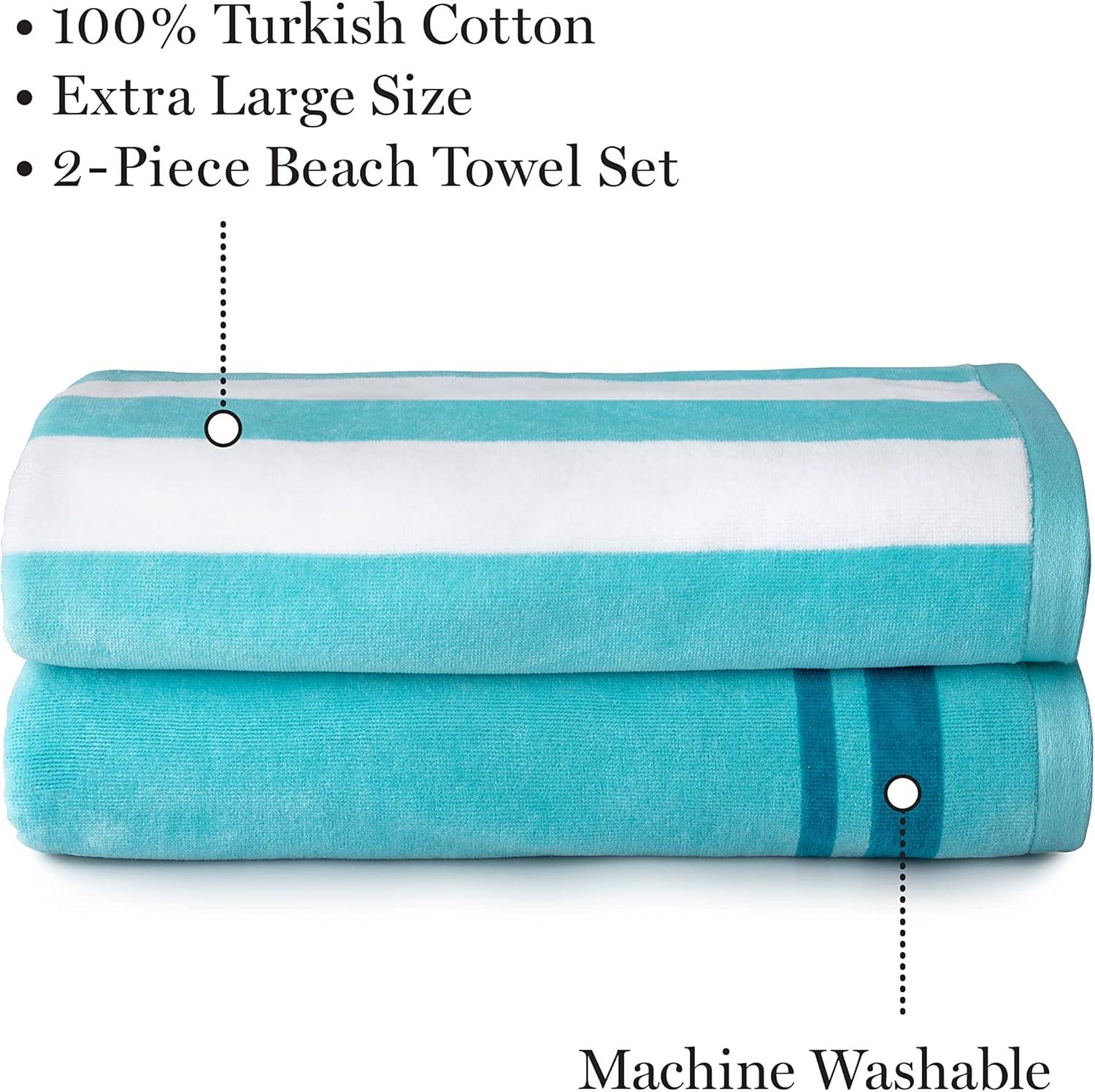 imageMartha Stewart Egyptian Cotton Bath Towels Set 6 Piece 2 Bath Towels 2 Hand Towels 2 Washcloths Absorbent Bathroom Towels Bathroom Essentials OysterAqua Blue