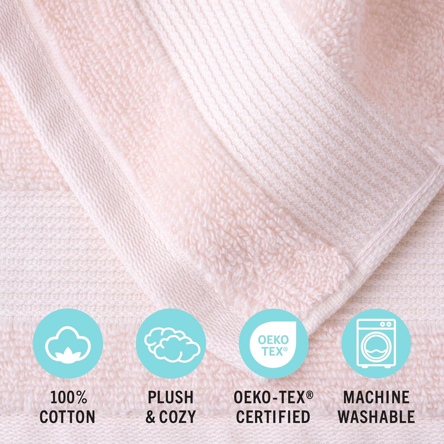 imageMartha Stewart Egyptian Cotton Bath Towels Set 6 Piece 2 Bath Towels 2 Hand Towels 2 Washcloths Absorbent Bathroom Towels Bathroom Essentials OysterX Blush Pink