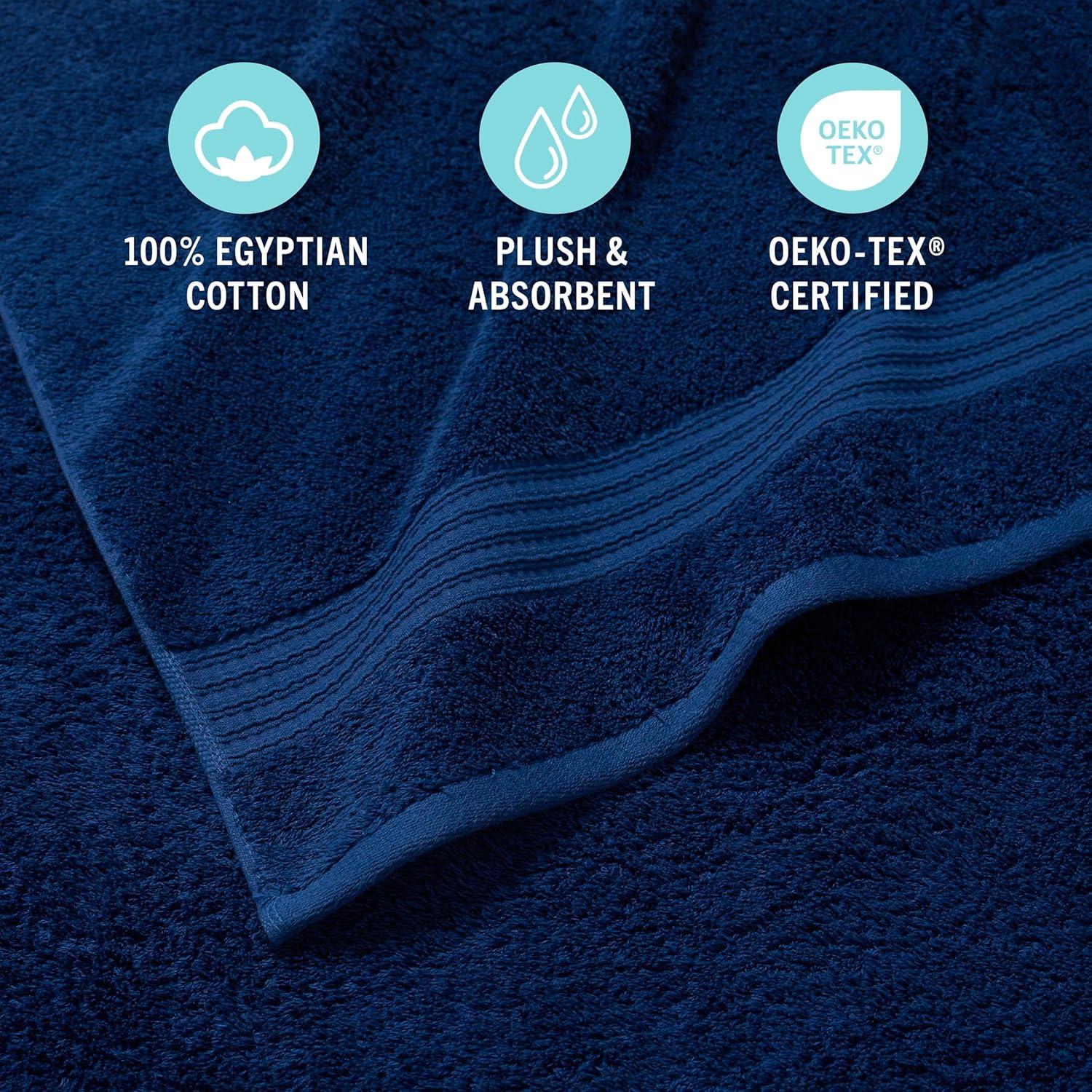 imageMartha Stewart Egyptian Cotton Bath Towels Set 6 Piece 2 Bath Towels 2 Hand Towels 2 Washcloths Absorbent Bathroom Towels Bathroom Essentials OysterNavy