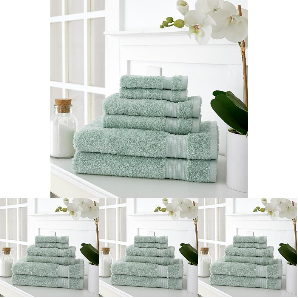 imageMartha Stewart Egyptian Cotton Bath Towels Set 6 Piece 2 Bath Towels 2 Hand Towels 2 Washcloths Absorbent Bathroom Towels Bathroom Essentials OysterSage