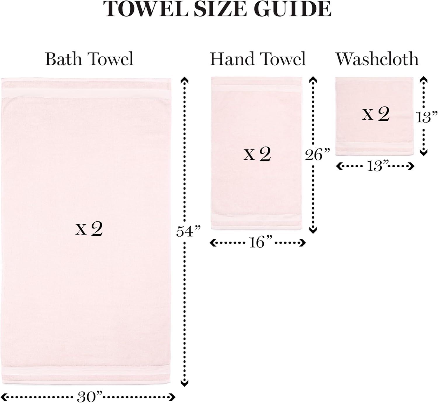 imageMartha Stewart Egyptian Cotton Bath Towels Set 6 Piece 2 Bath Towels 2 Hand Towels 2 Washcloths Absorbent Bathroom Towels Bathroom Essentials OysterX Blush Pink