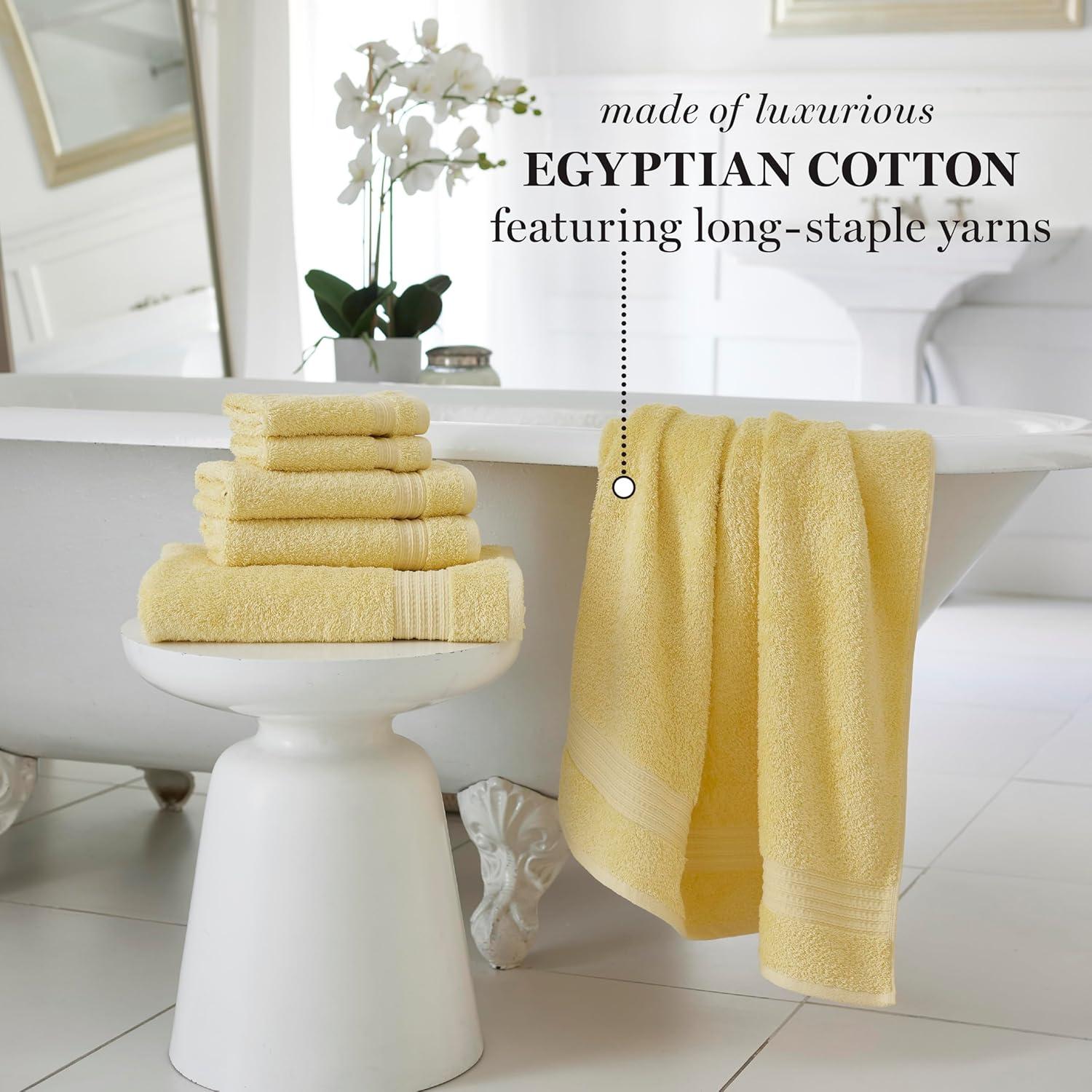 imageMartha Stewart Egyptian Cotton Bath Towels Set 6 Piece 2 Bath Towels 2 Hand Towels 2 Washcloths Absorbent Bathroom Towels Bathroom Essentials OysterButter