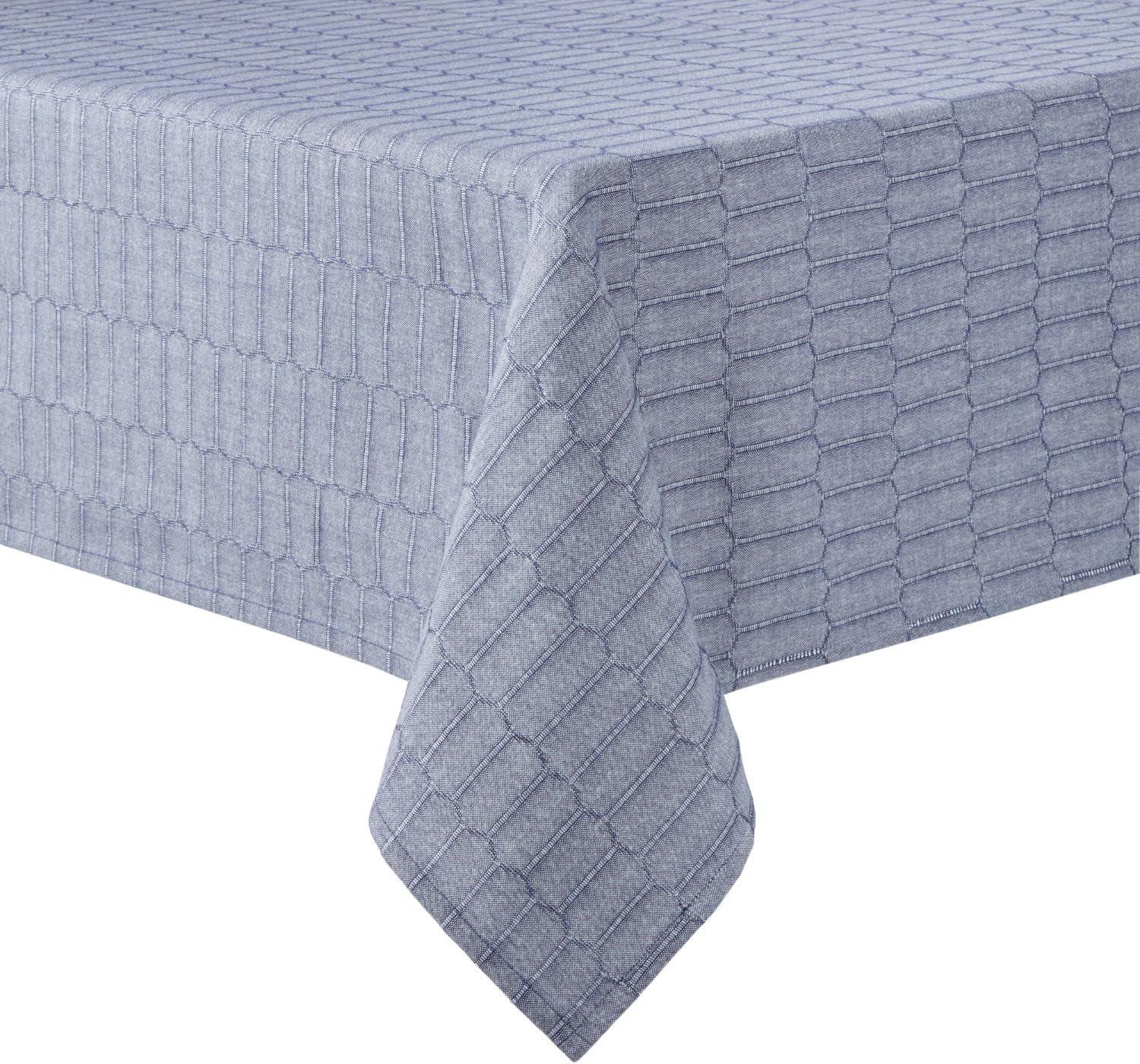 imageMartha Stewart Honeycomb Polyester Cotton Rectangle Tablecloth 60x102 NaturalBlue