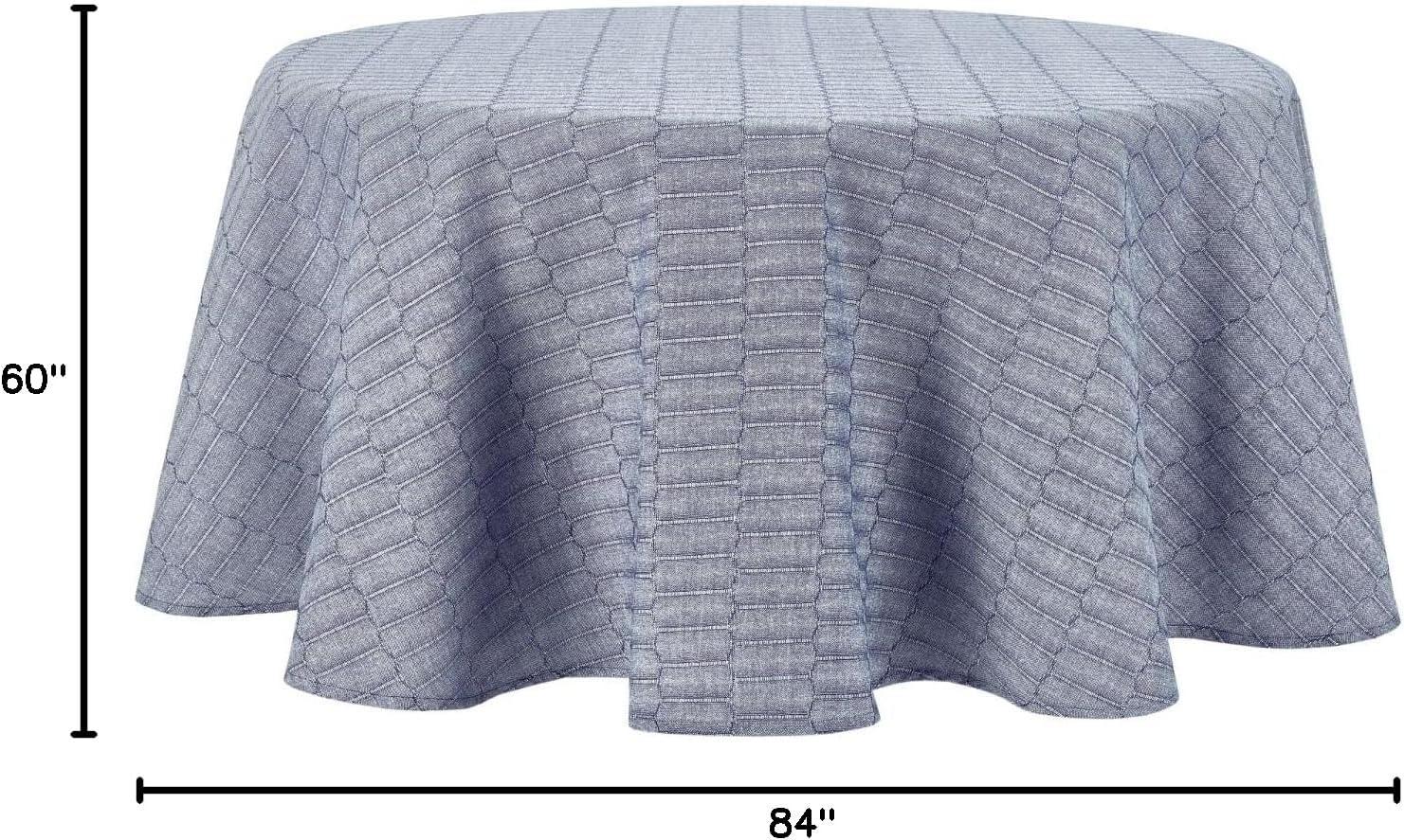 imageMartha Stewart Honeycomb Polyester Cotton Rectangle Tablecloth 60x102 NaturalBlue