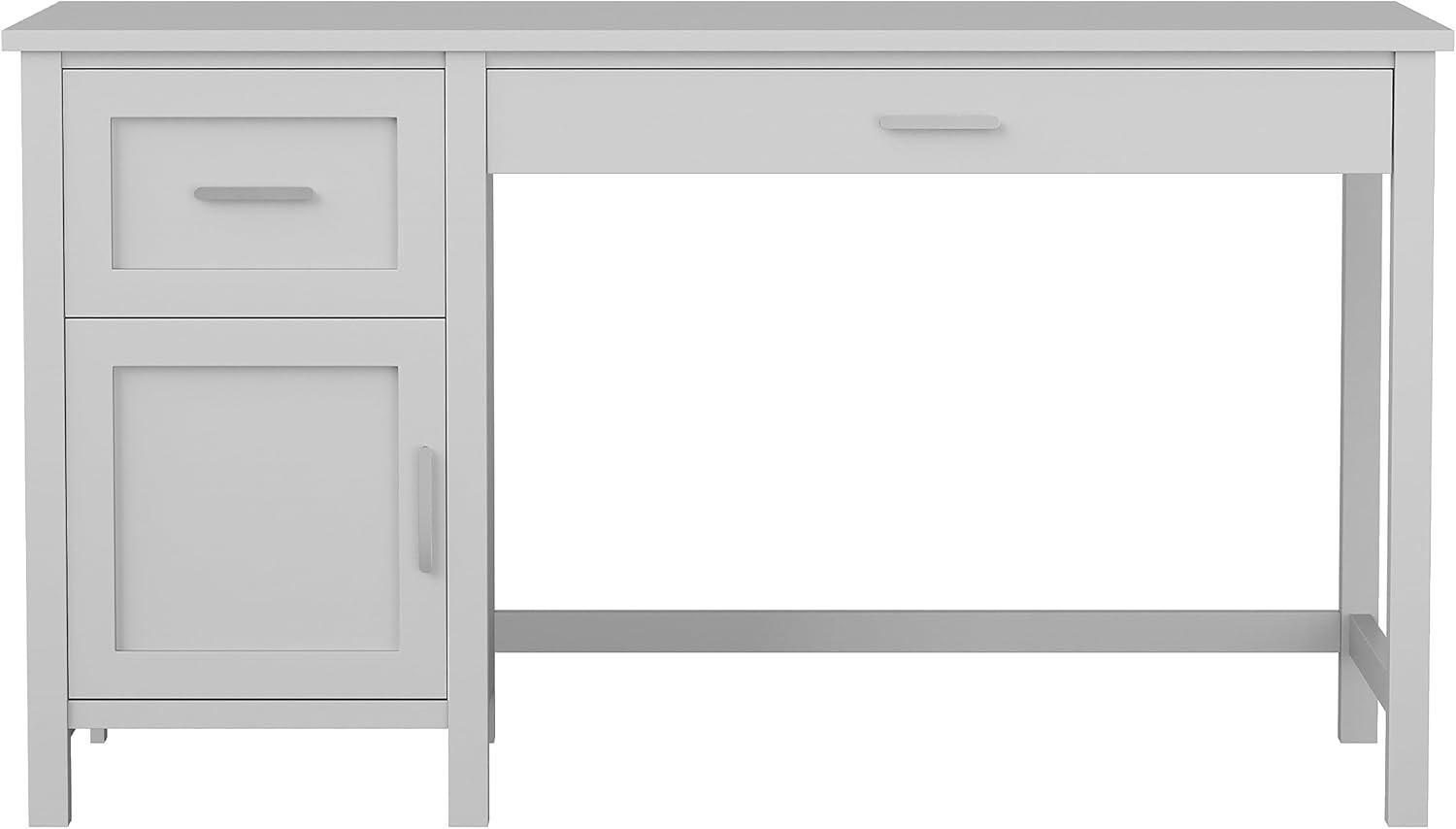 imageMartha Stewart Hutton Shaker Style Home Office Desk with Storage in Gray with Brushed Nickel HardwareGrayBrushed Nickel