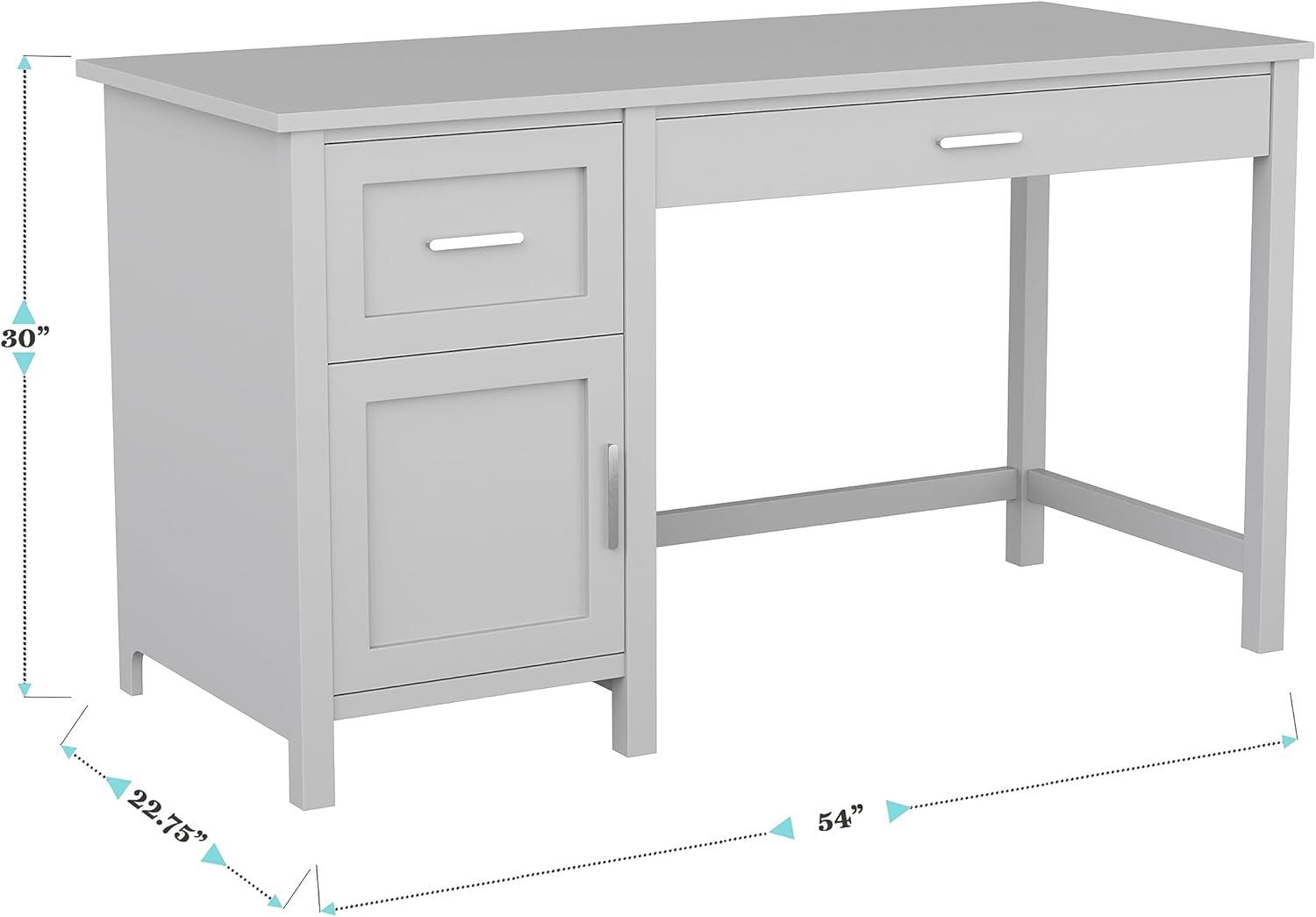 imageMartha Stewart Hutton Shaker Style Home Office Desk with Storage in Gray with Brushed Nickel HardwareGrayBrushed Nickel