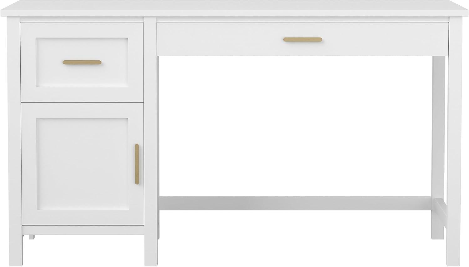 imageMartha Stewart Hutton Shaker Style Home Office Desk with Storage in Gray with Brushed Nickel HardwareWhitePolished Brass