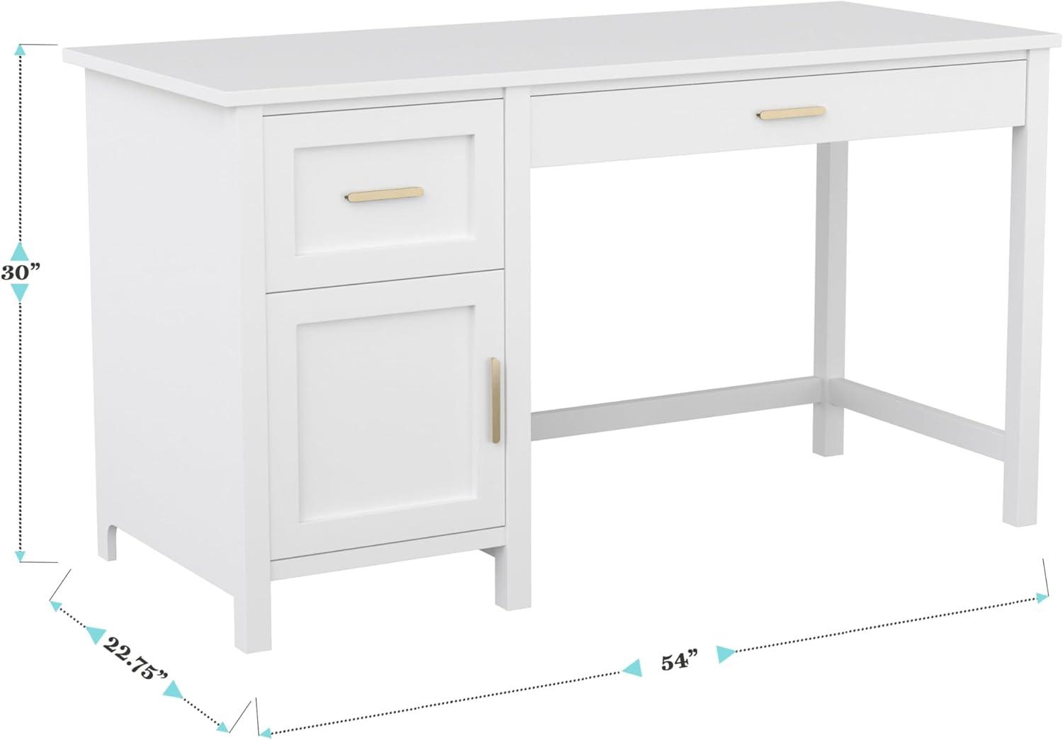 imageMartha Stewart Hutton Shaker Style Home Office Desk with Storage in Gray with Brushed Nickel HardwareWhitePolished Brass
