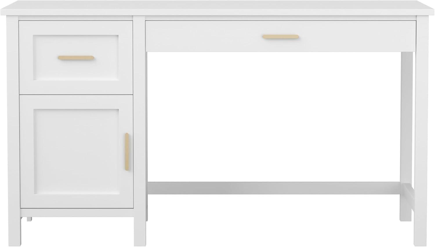 imageMartha Stewart Hutton Shaker Style Home Office Desk with Storage in Gray with Brushed Nickel HardwareWhitePolished Brass