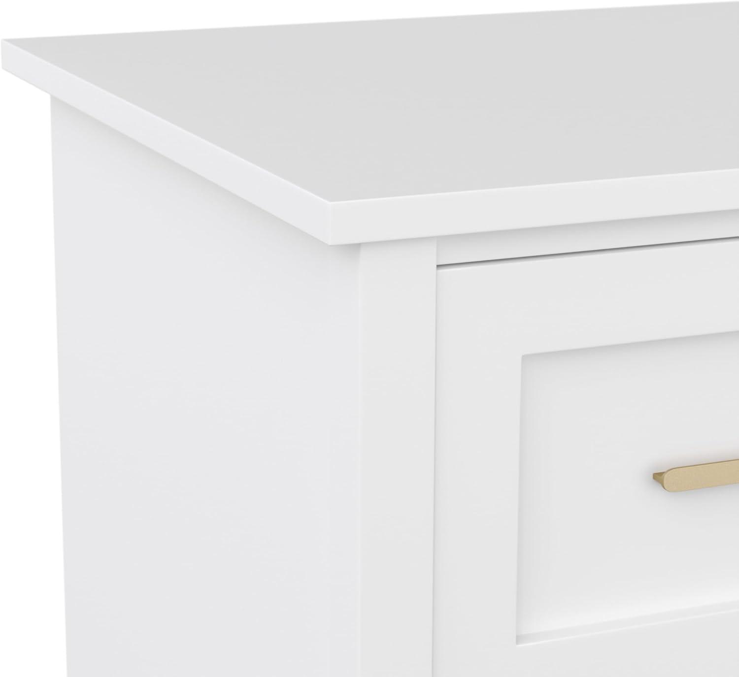 imageMartha Stewart Hutton Shaker Style Home Office Desk with Storage in Gray with Brushed Nickel HardwareWhitePolished Brass