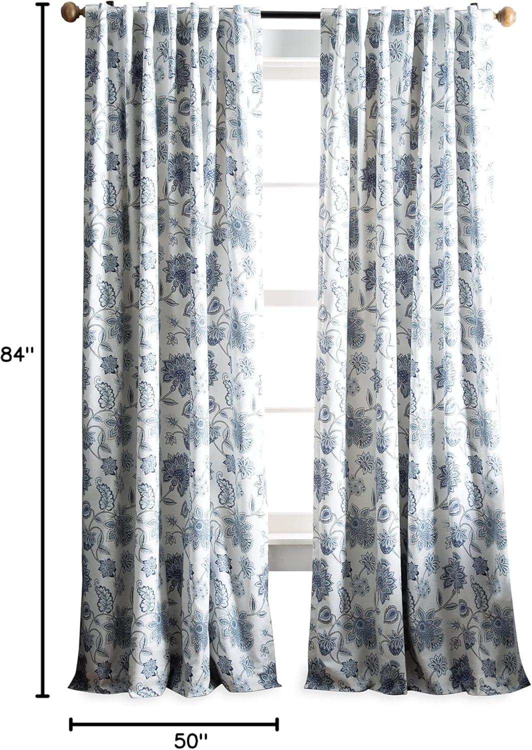 imageMartha Stewart Jakarta Blackout Rod PocketBack Tab Window Curtain Panel Pair 84 IndigoIndigo