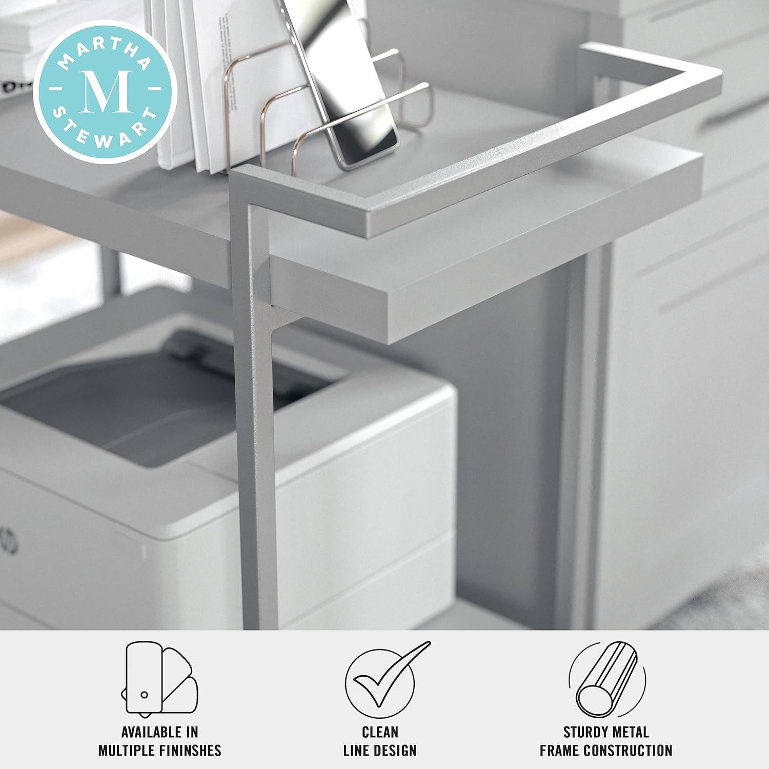 imageMartha Stewart Liam 2Tier Mobile Office Storage and Printer Cart in White with Polished Brass FrameGrayBrushed Nickel Frame