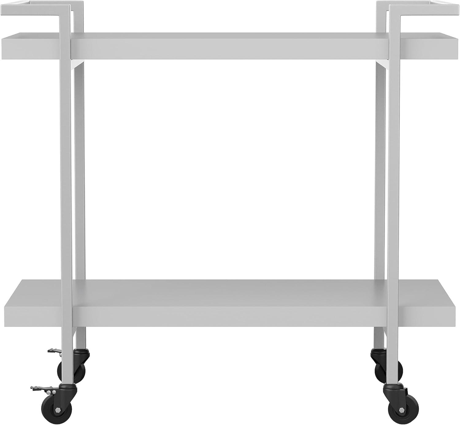 imageMartha Stewart Liam 2Tier Mobile Office Storage and Printer Cart in White with Polished Brass FrameGrayBrushed Nickel Frame