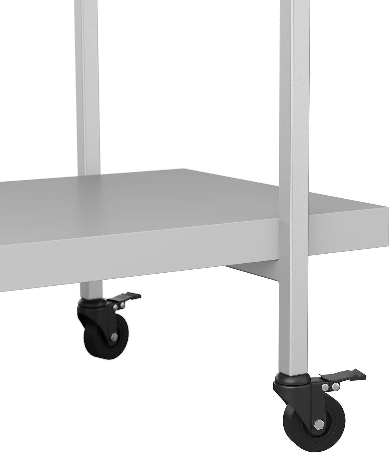 imageMartha Stewart Liam 2Tier Mobile Office Storage and Printer Cart in White with Polished Brass FrameGrayBrushed Nickel Frame