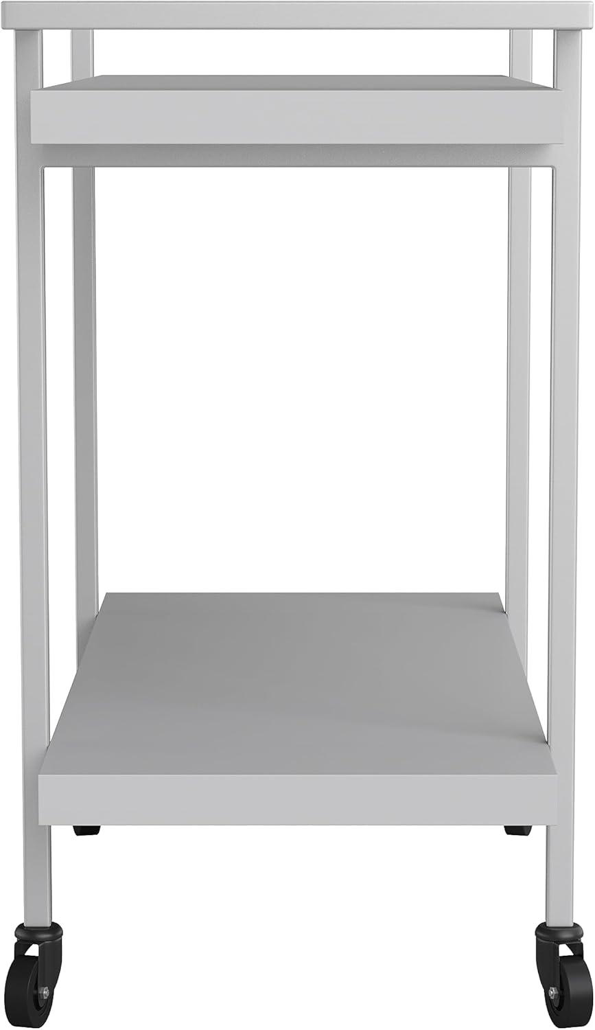 imageMartha Stewart Liam 2Tier Mobile Office Storage and Printer Cart in White with Polished Brass FrameGrayBrushed Nickel Frame