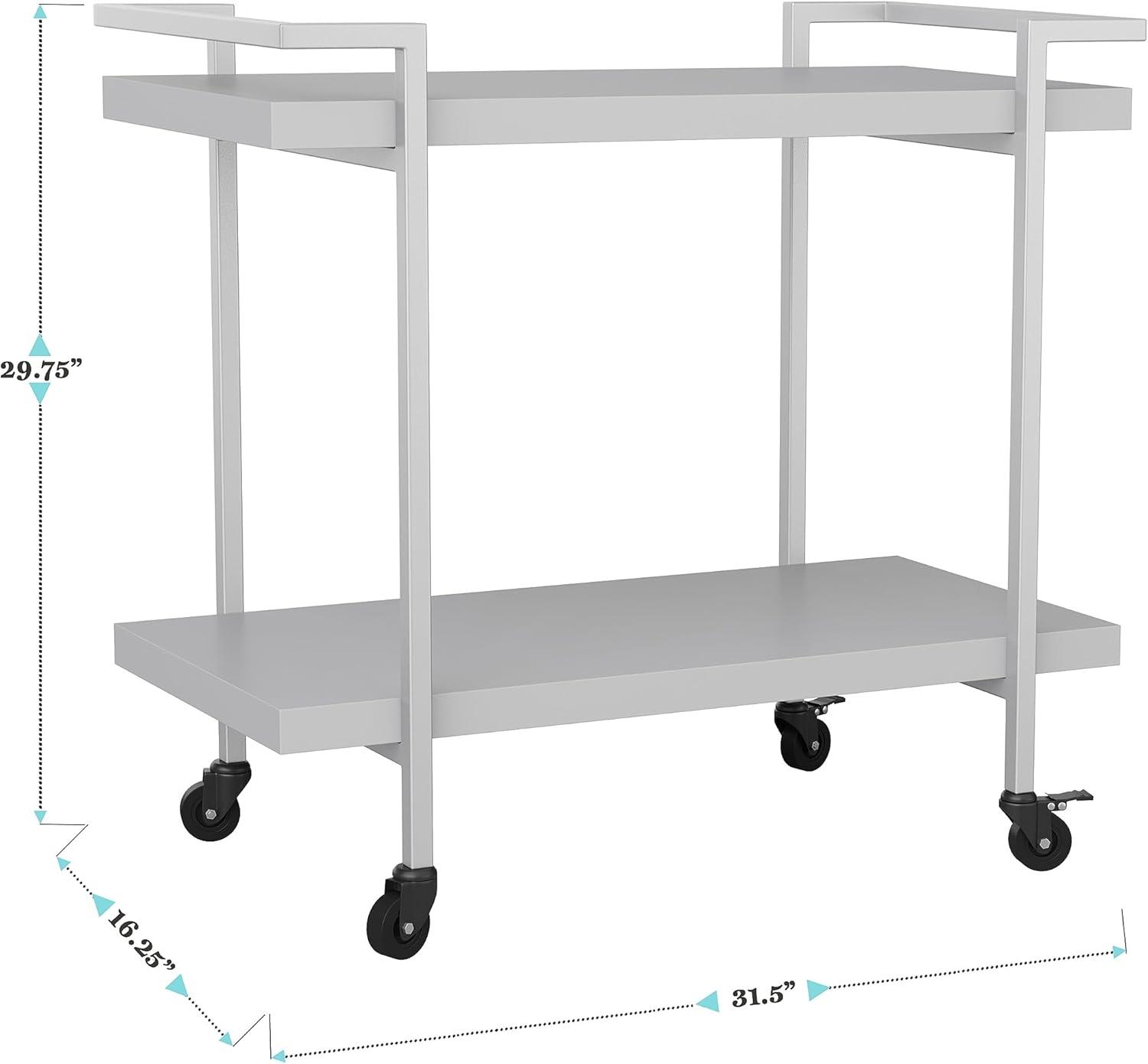 imageMartha Stewart Liam 2Tier Mobile Office Storage and Printer Cart in White with Polished Brass FrameGrayBrushed Nickel Frame
