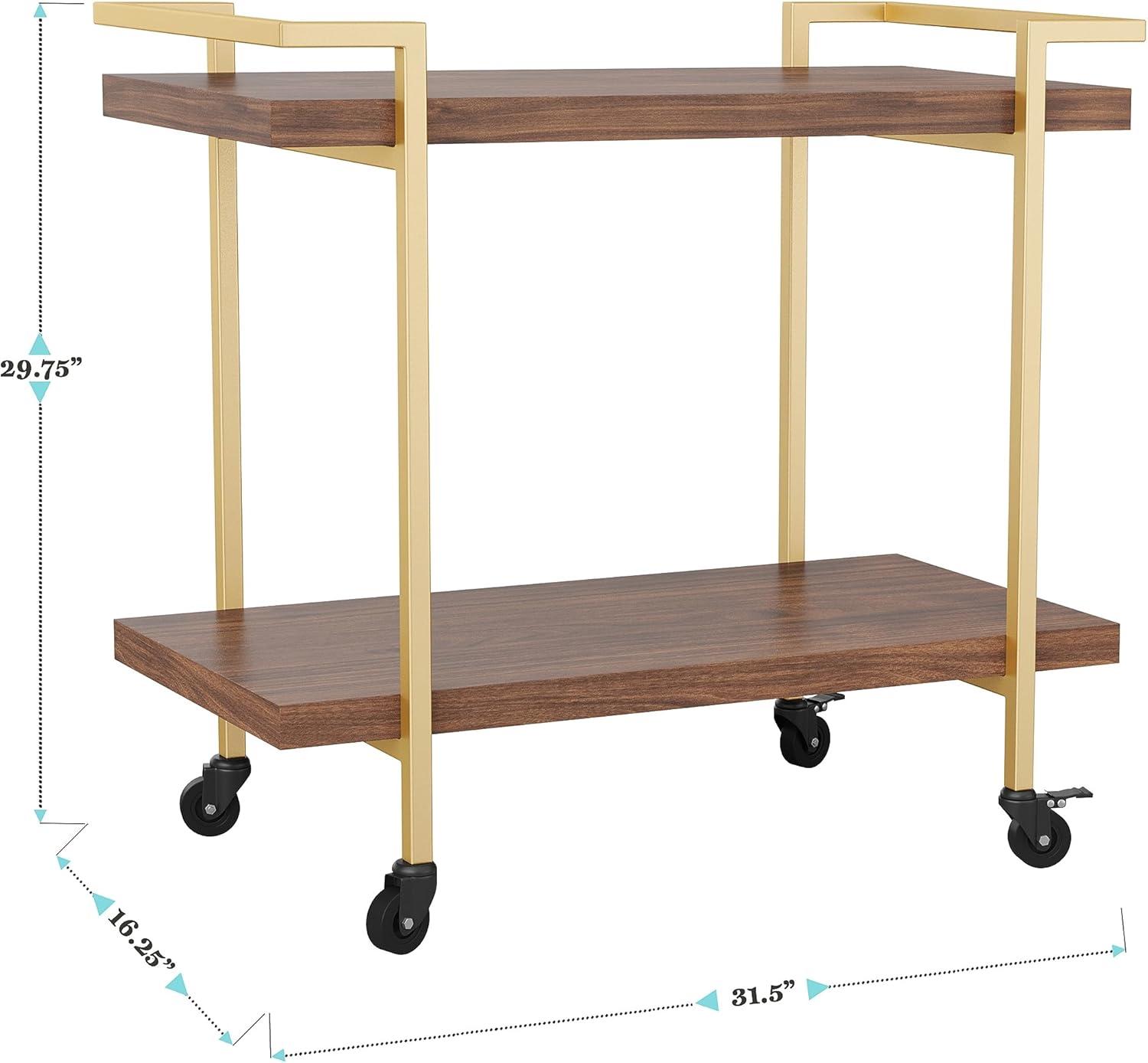 imageMartha Stewart Liam 2Tier Mobile Office Storage and Printer Cart in White with Polished Brass FrameWalnutPolished Brass Frame