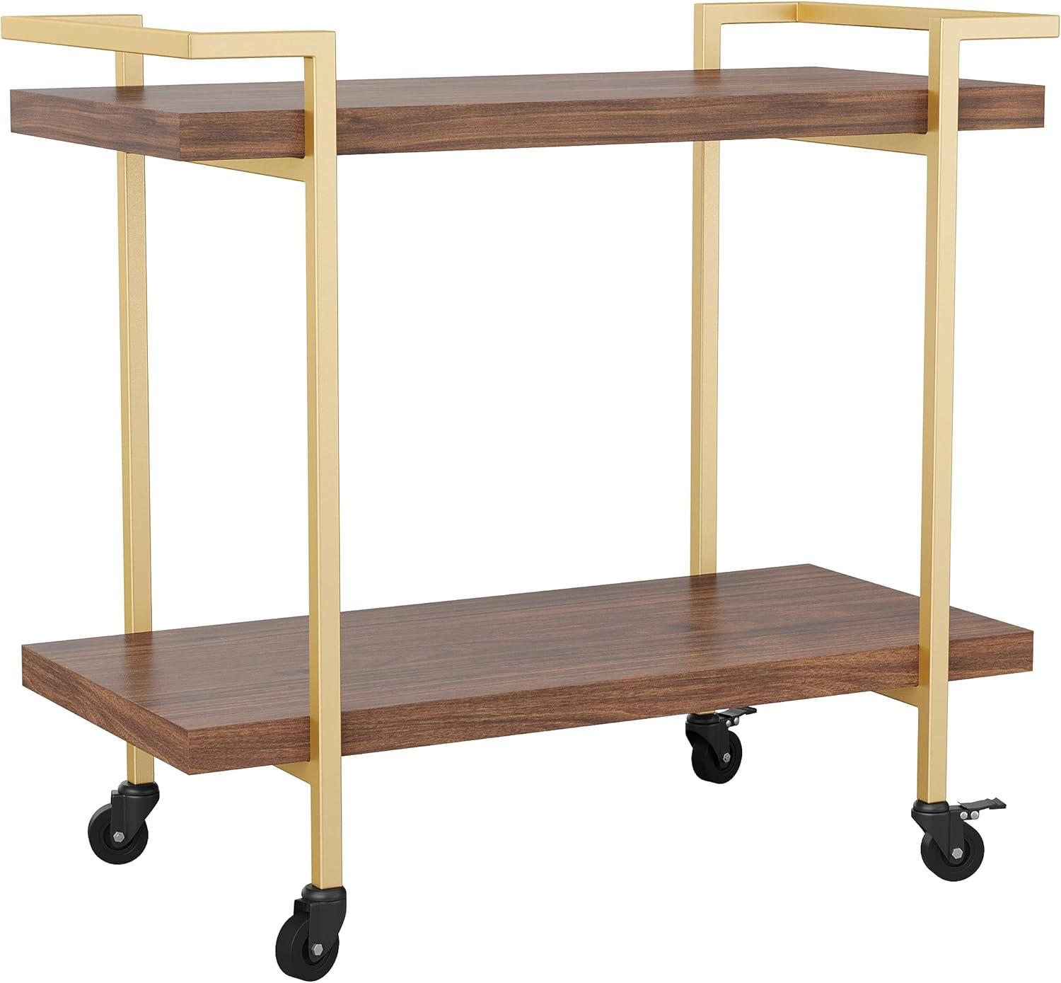 imageMartha Stewart Liam 2Tier Mobile Office Storage and Printer Cart in White with Polished Brass FrameWalnutPolished Brass Frame