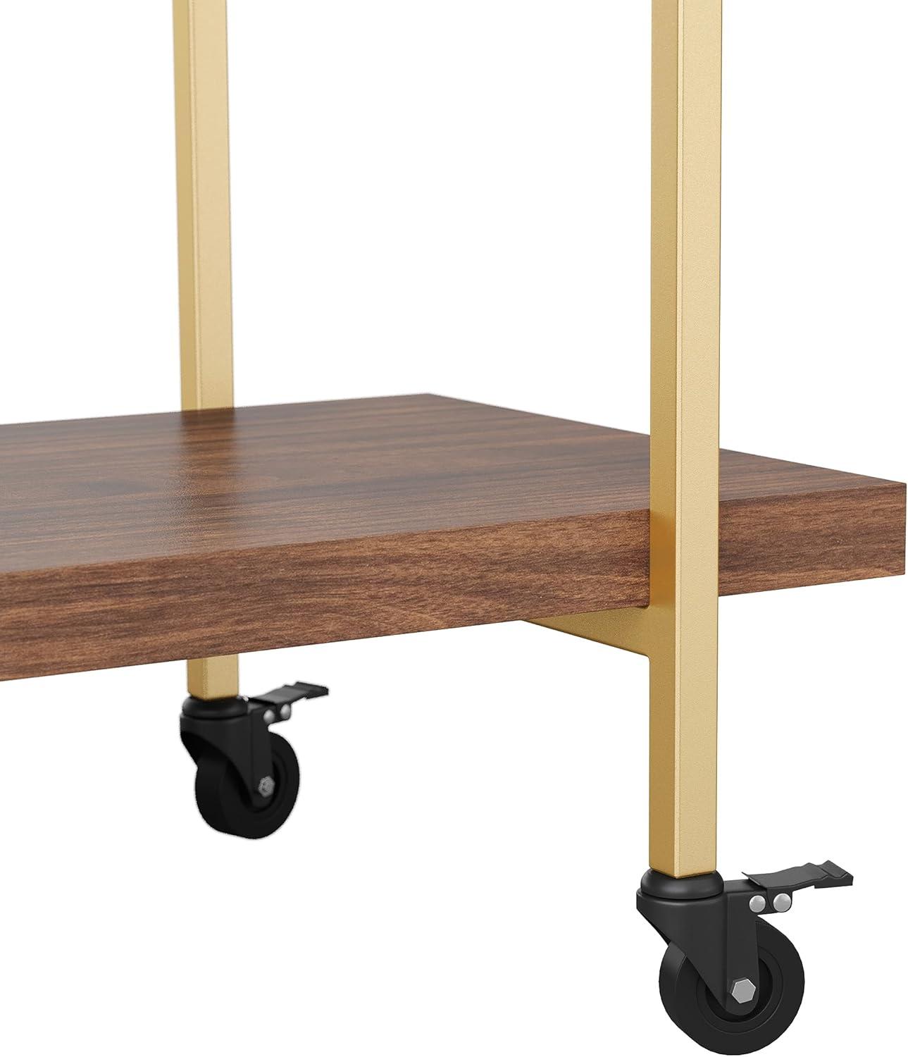 imageMartha Stewart Liam 2Tier Mobile Office Storage and Printer Cart in White with Polished Brass FrameWalnutPolished Brass Frame