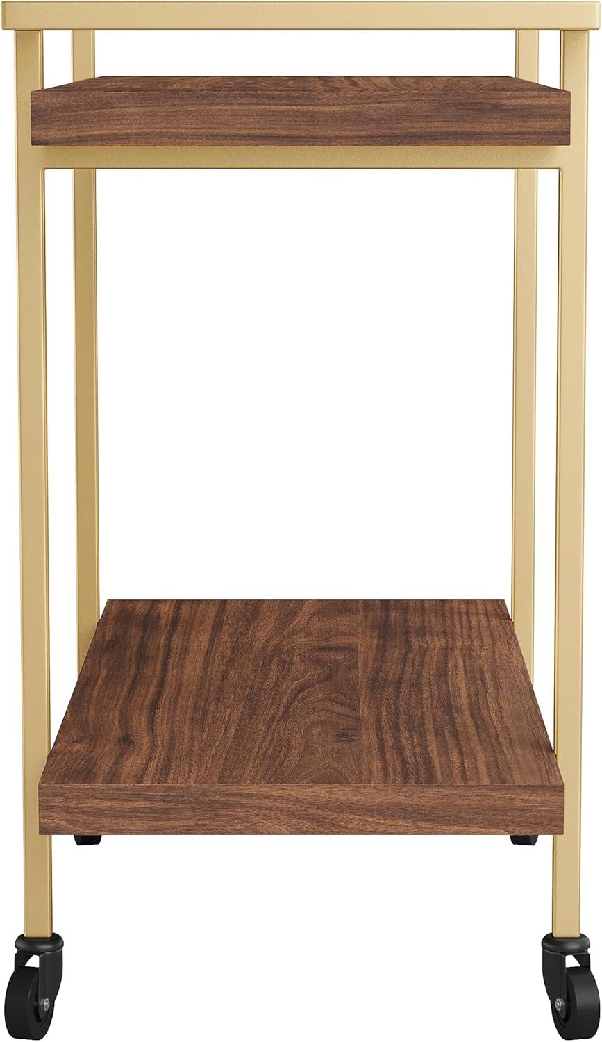 imageMartha Stewart Liam 2Tier Mobile Office Storage and Printer Cart in White with Polished Brass FrameWalnutPolished Brass Frame