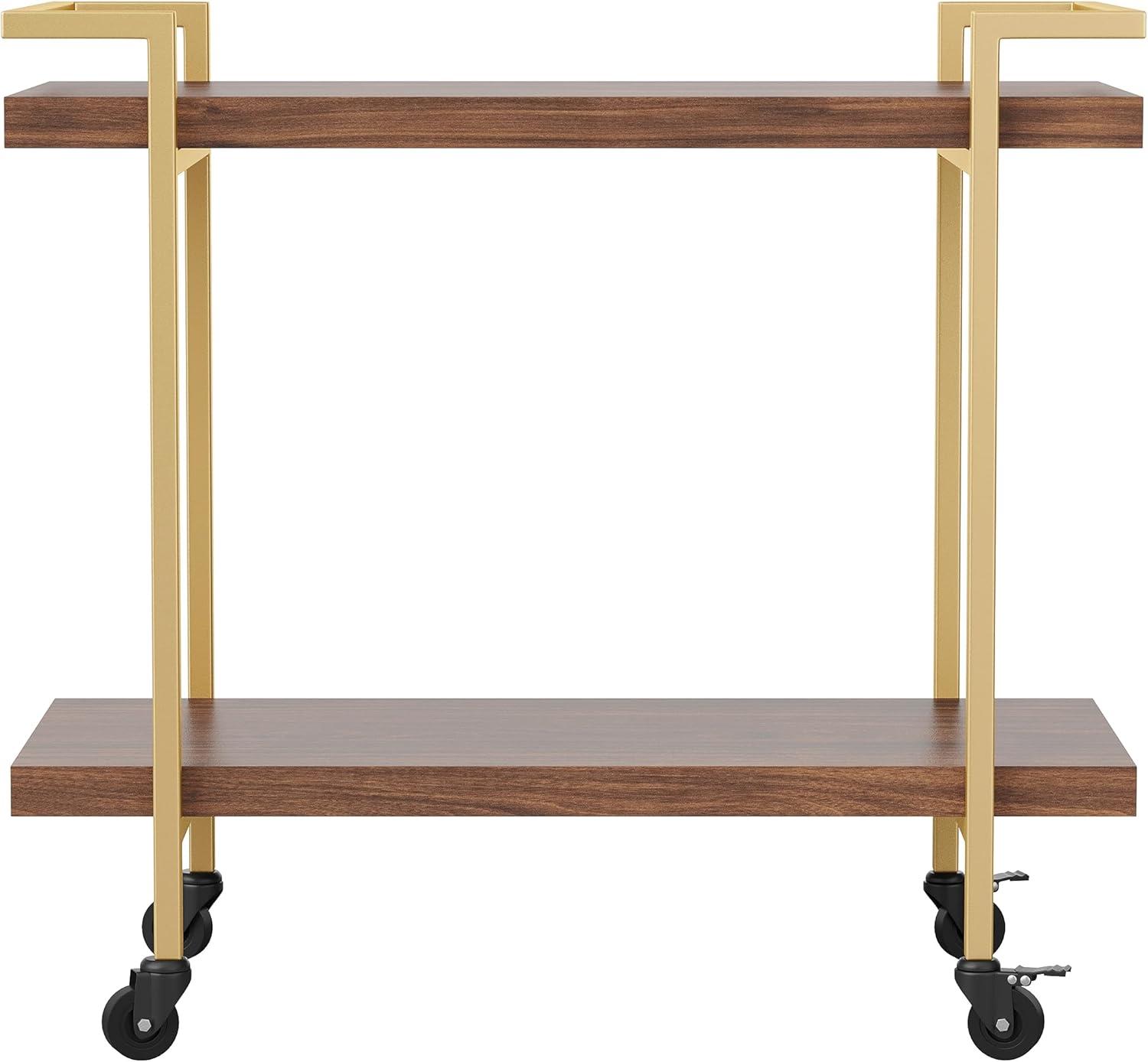 imageMartha Stewart Liam 2Tier Mobile Office Storage and Printer Cart in White with Polished Brass FrameWalnutPolished Brass Frame