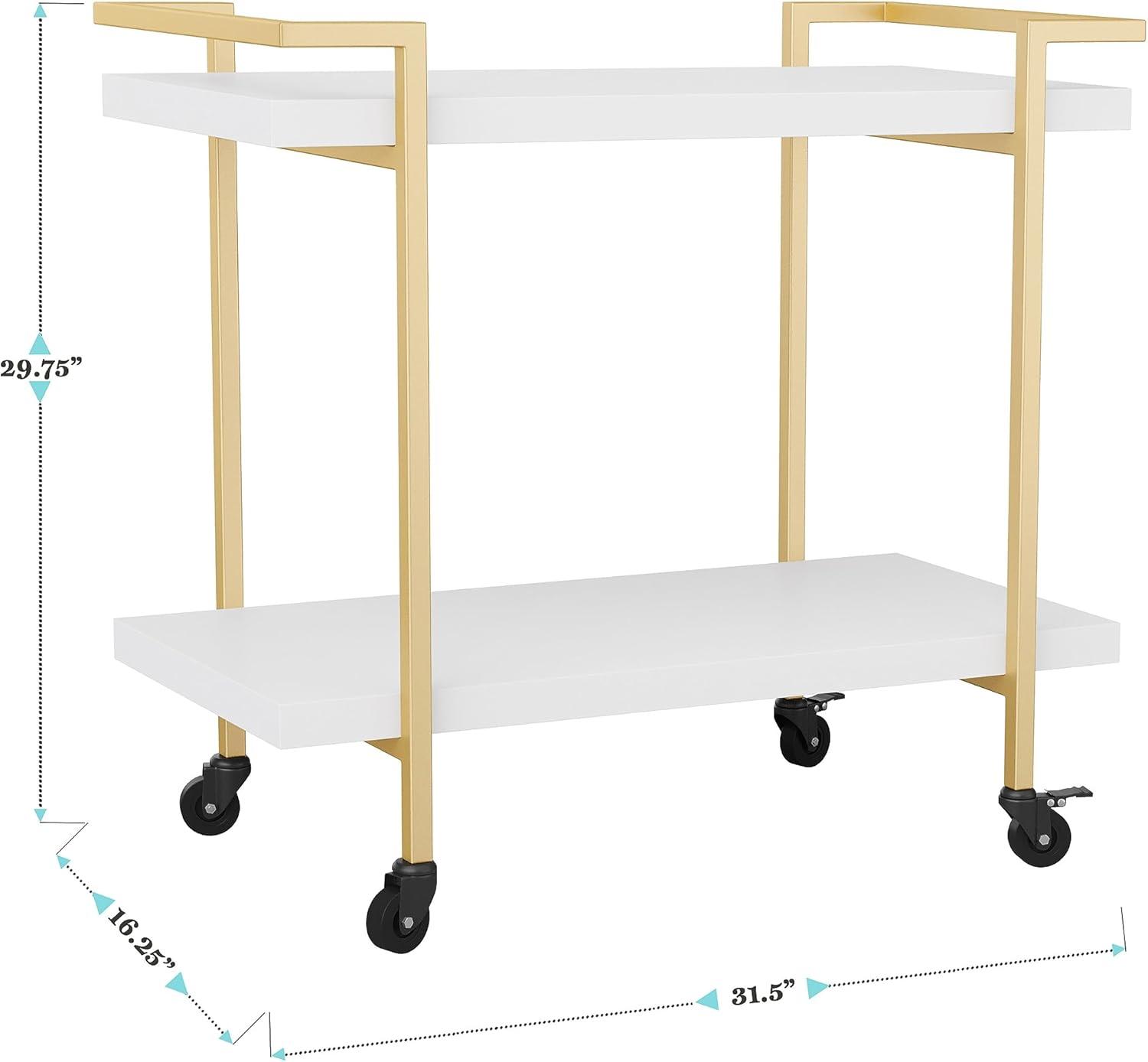 imageMartha Stewart Liam 2Tier Mobile Office Storage and Printer Cart in White with Polished Brass FrameWhitePolished Brass Frame