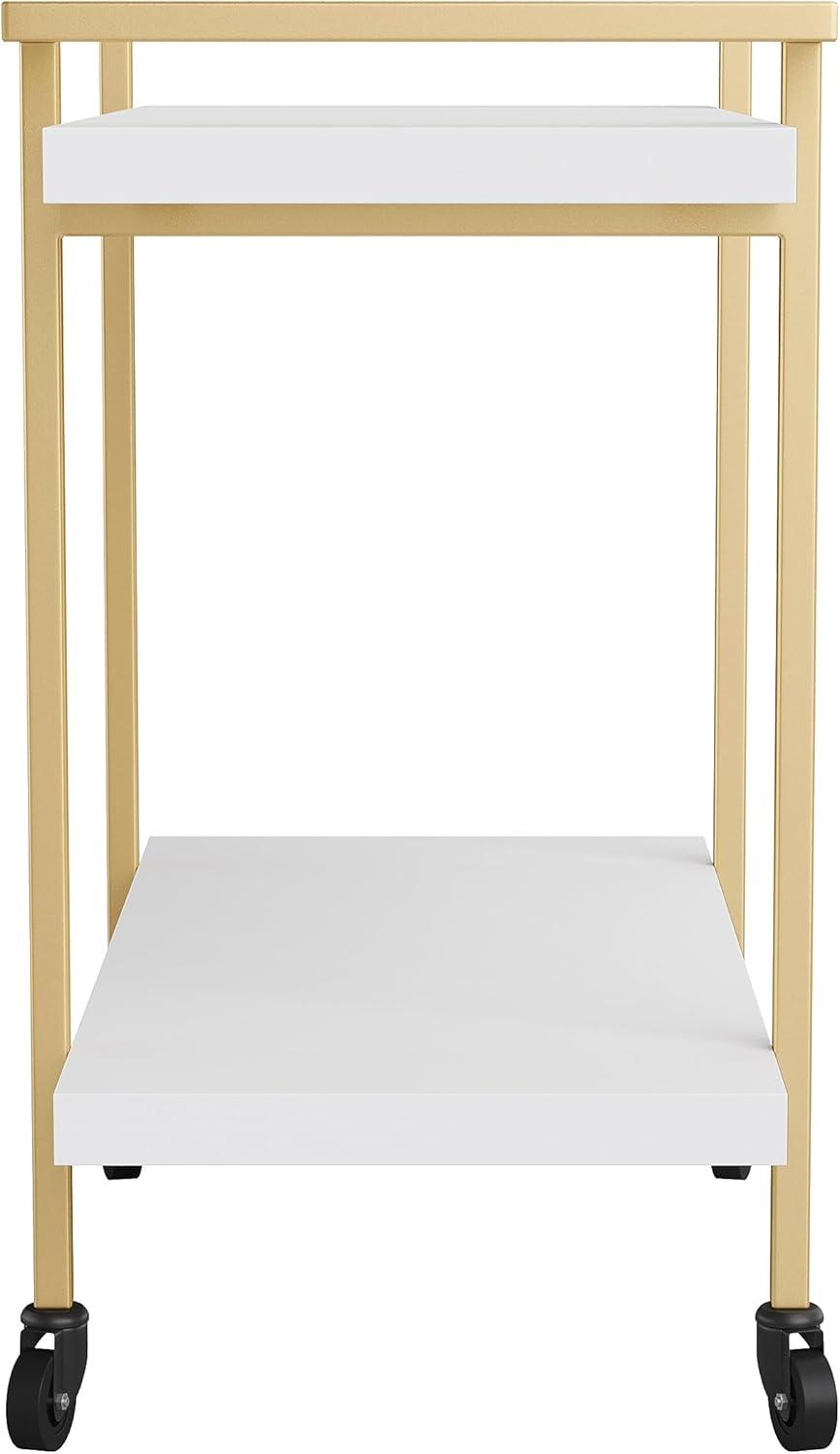 imageMartha Stewart Liam 2Tier Mobile Office Storage and Printer Cart in White with Polished Brass FrameWhitePolished Brass Frame