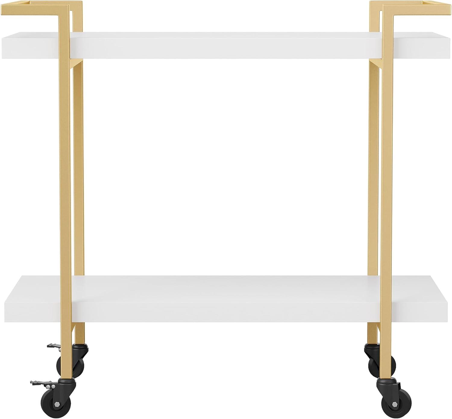 imageMartha Stewart Liam 2Tier Mobile Office Storage and Printer Cart in White with Polished Brass FrameWhitePolished Brass Frame