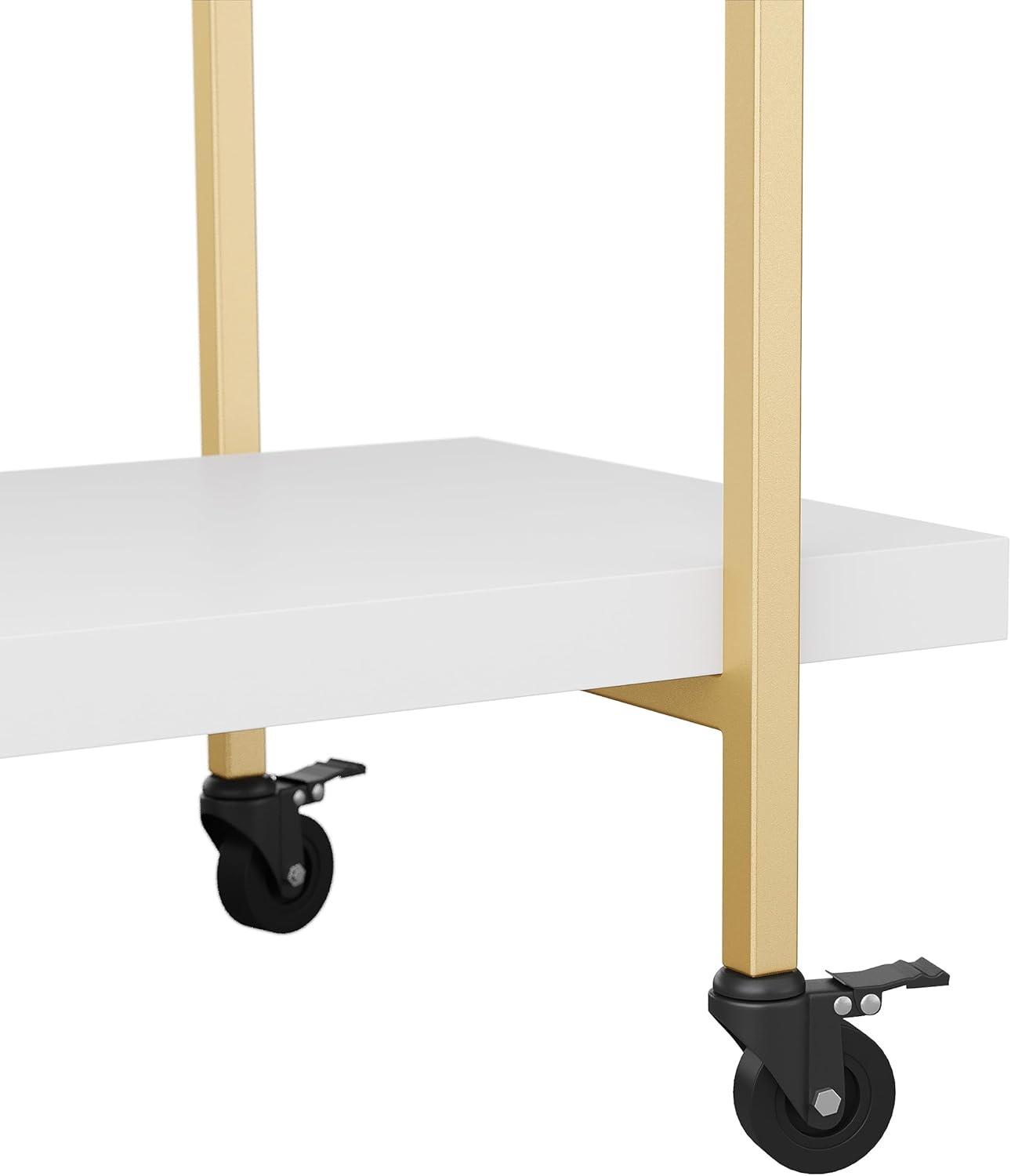 imageMartha Stewart Liam 2Tier Mobile Office Storage and Printer Cart in White with Polished Brass FrameWhitePolished Brass Frame