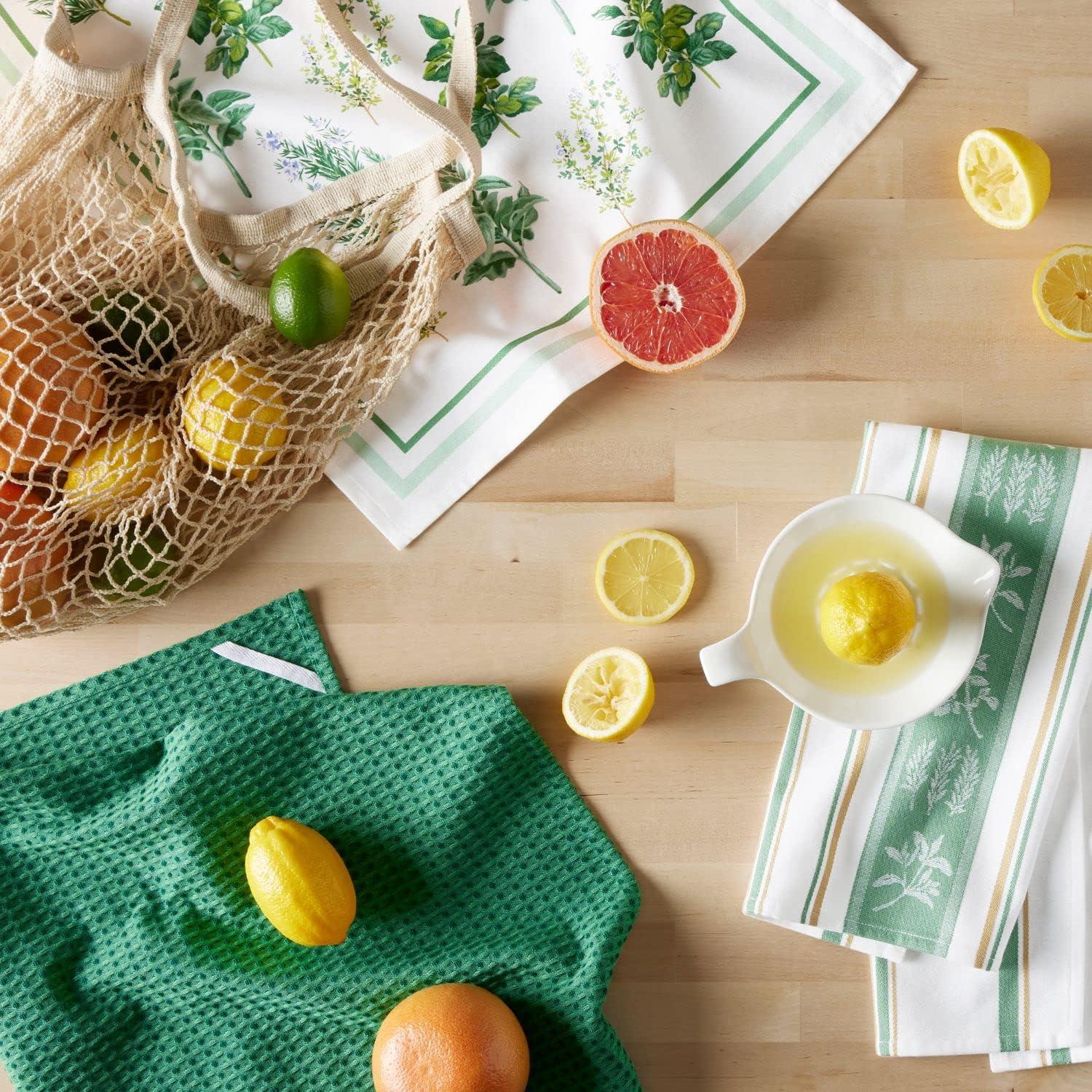 imageMartha Stewart LintFree Kitchen Towel 3Pack Set Iris 18x28Herbs