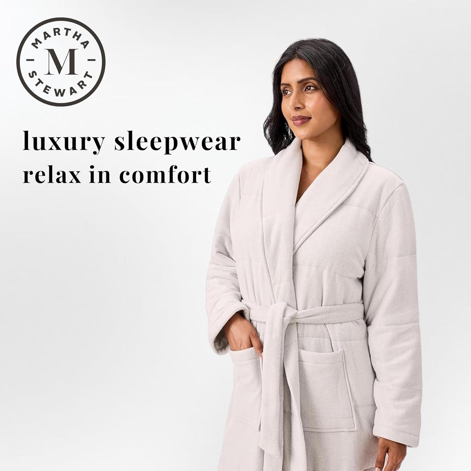 imageMartha Stewart MidLength Puffer Robe for Women Cozy Quilted Sleepwear for Lounging or Layering