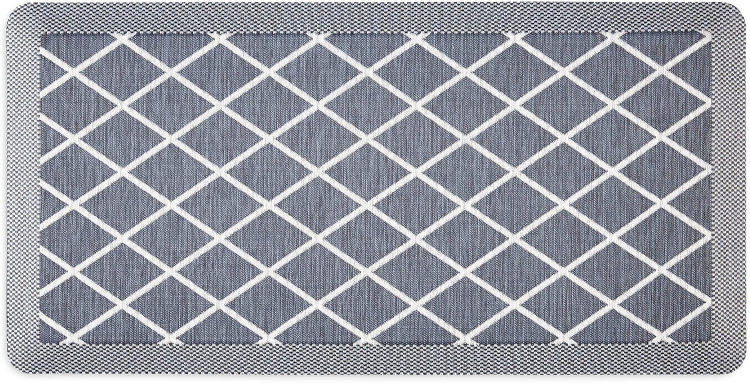 imageMartha Stewart Miles Modern Diamond AntiFatigue AirInfused Kitchen Mat Beige 196x32Blue