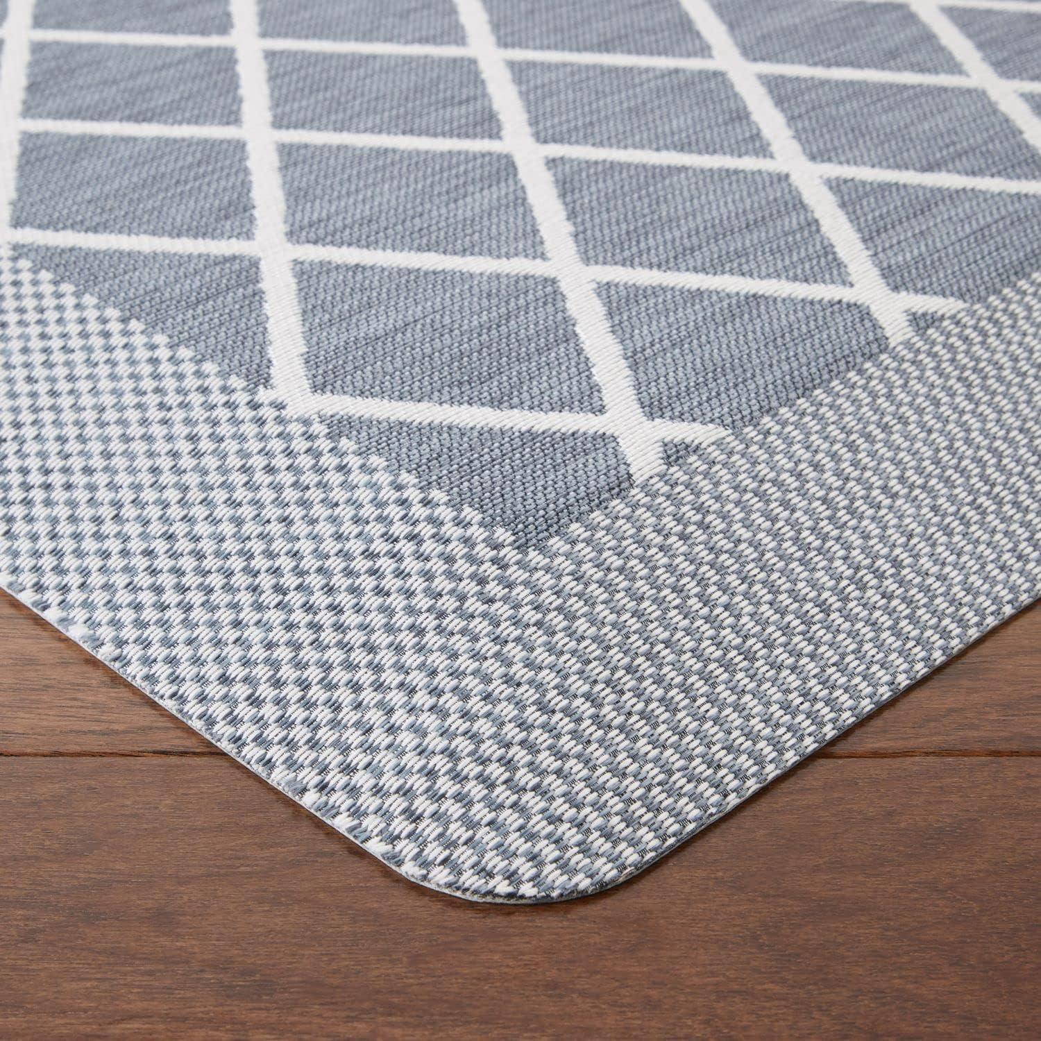 imageMartha Stewart Miles Modern Diamond AntiFatigue AirInfused Kitchen Mat Beige 196x32Blue