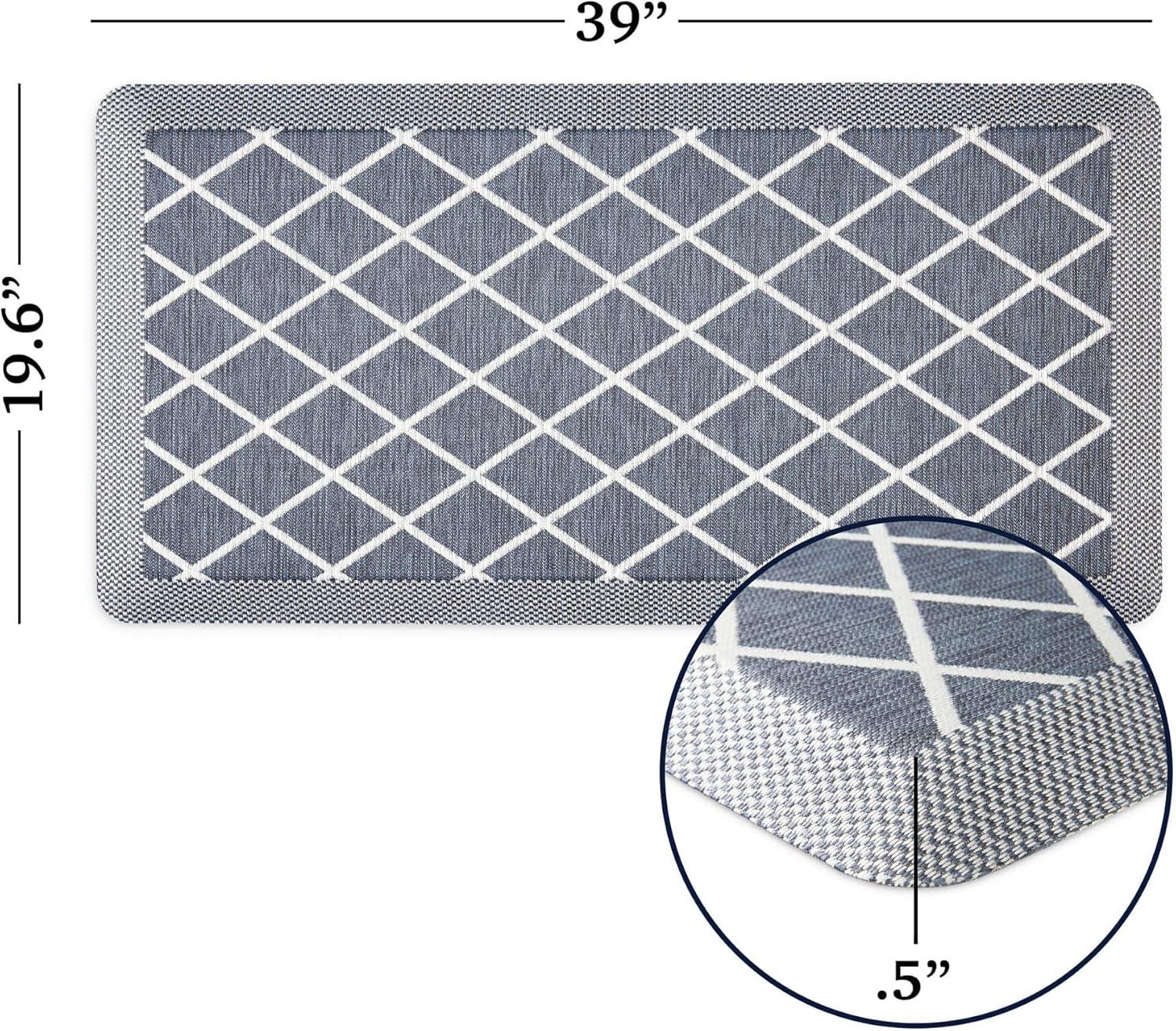 imageMartha Stewart Miles Modern Diamond AntiFatigue AirInfused Kitchen Mat Beige 196x32Blue