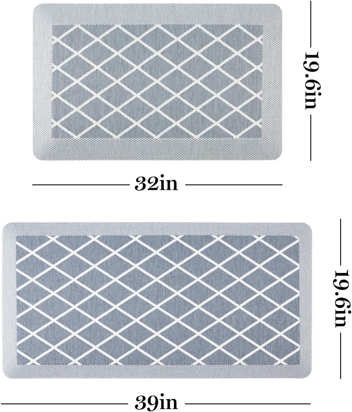 imageMartha Stewart Miles Modern Diamond AntiFatigue AirInfused Kitchen Mat Beige 196x32Blue