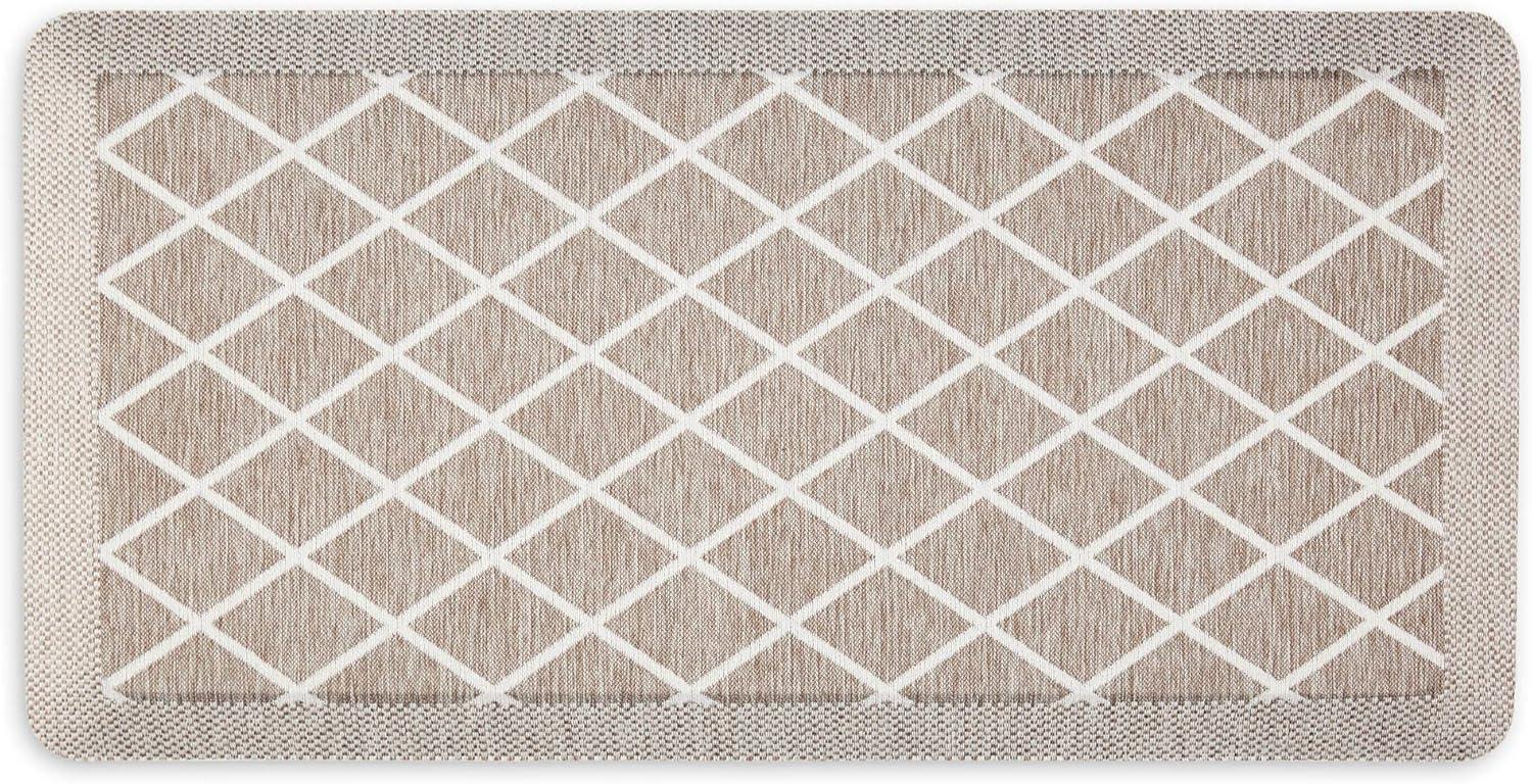 imageMartha Stewart Miles Modern Diamond AntiFatigue AirInfused Kitchen Mat Beige 196x32Coffee Brown
