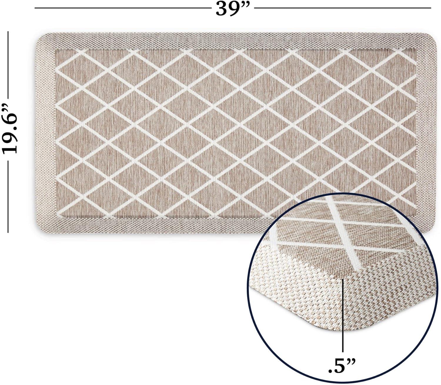 imageMartha Stewart Miles Modern Diamond AntiFatigue AirInfused Kitchen Mat Beige 196x32Coffee Brown