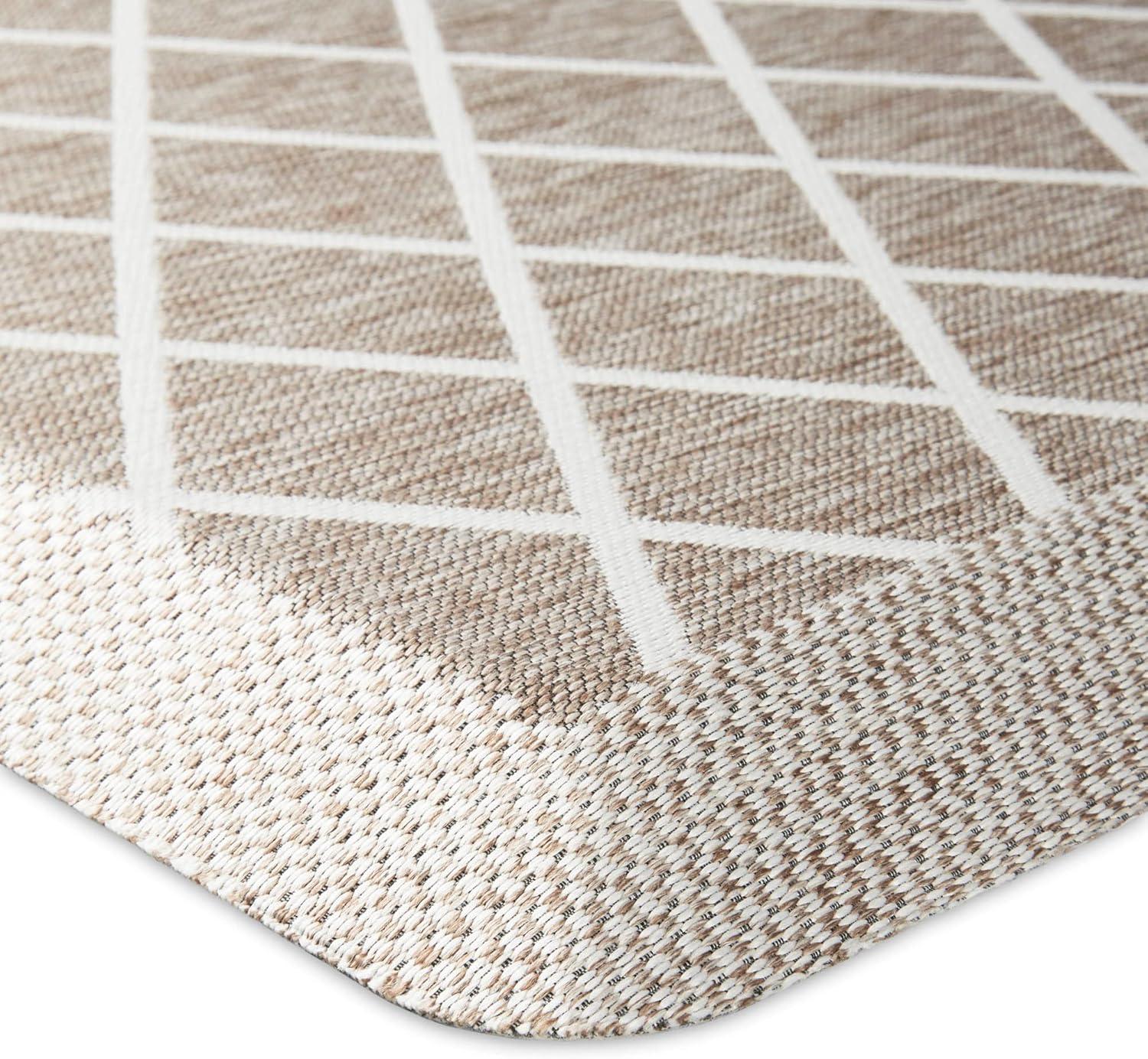 imageMartha Stewart Miles Modern Diamond AntiFatigue AirInfused Kitchen Mat Beige 196x32Coffee Brown