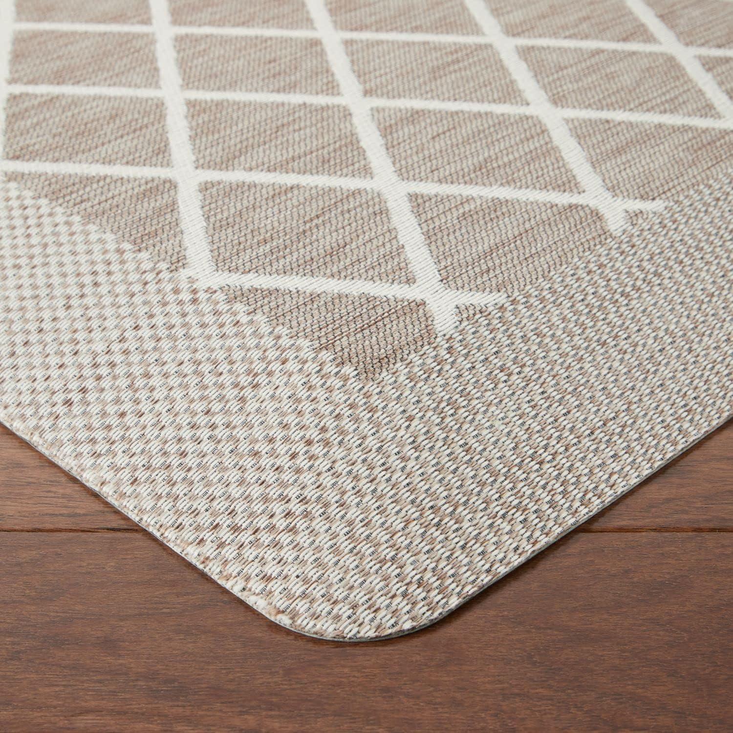 imageMartha Stewart Miles Modern Diamond AntiFatigue AirInfused Kitchen Mat Beige 196x32Coffee Brown
