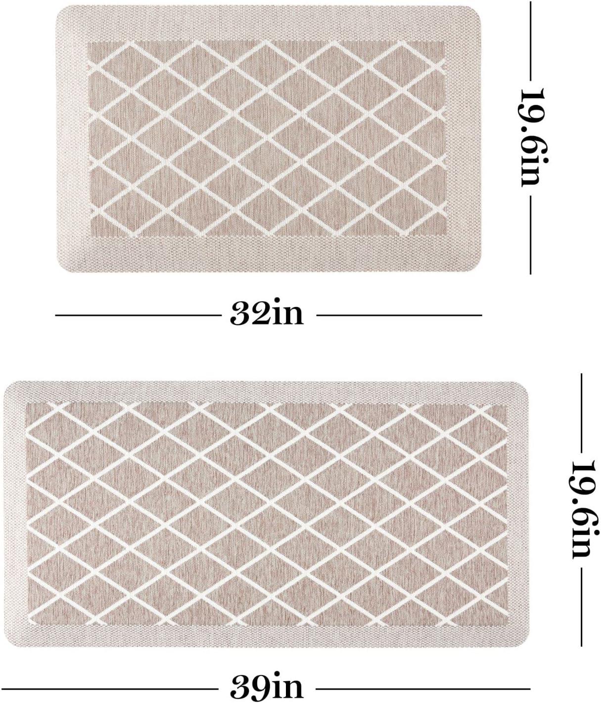 imageMartha Stewart Miles Modern Diamond AntiFatigue AirInfused Kitchen Mat Beige 196x32Coffee Brown