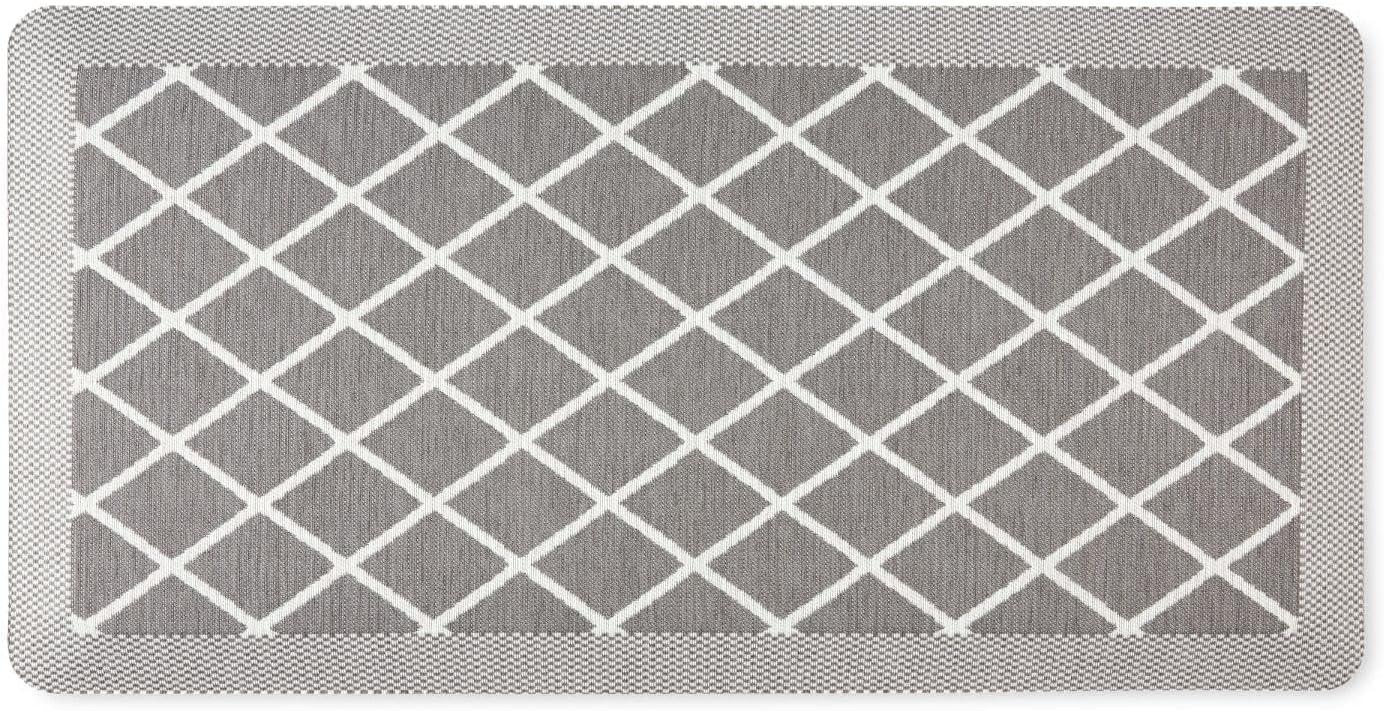 imageMartha Stewart Miles Modern Diamond AntiFatigue AirInfused Kitchen Mat Beige 196x32Grey