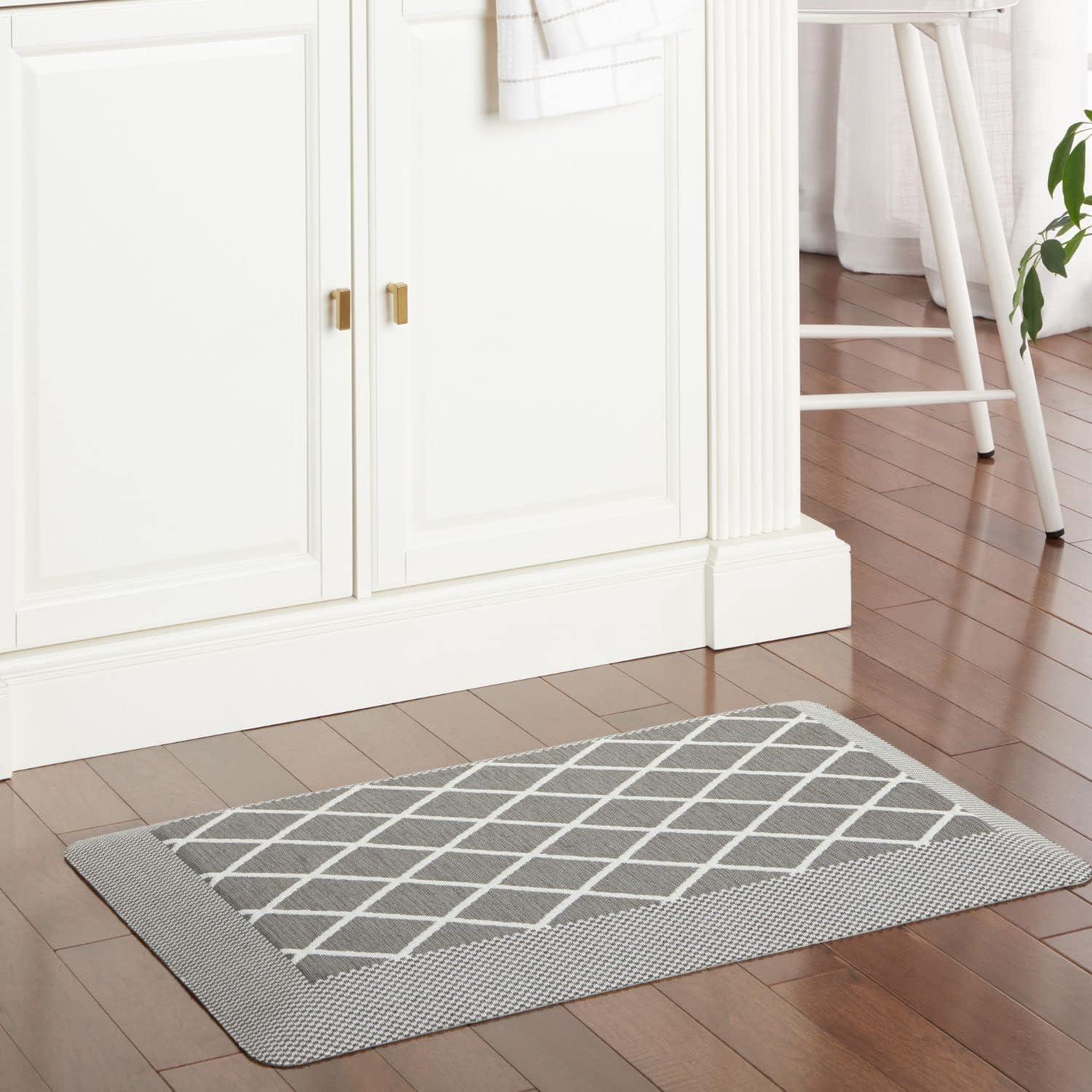 imageMartha Stewart Miles Modern Diamond AntiFatigue AirInfused Kitchen Mat Beige 196x32Grey